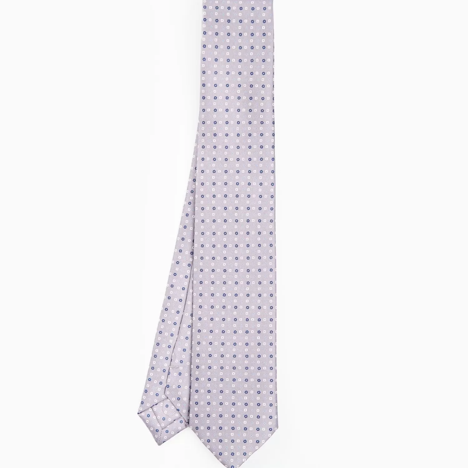 Light Grey Sartorial 7 Cm Silk Tie - Small Flower Pattern>E.Marinella Discount