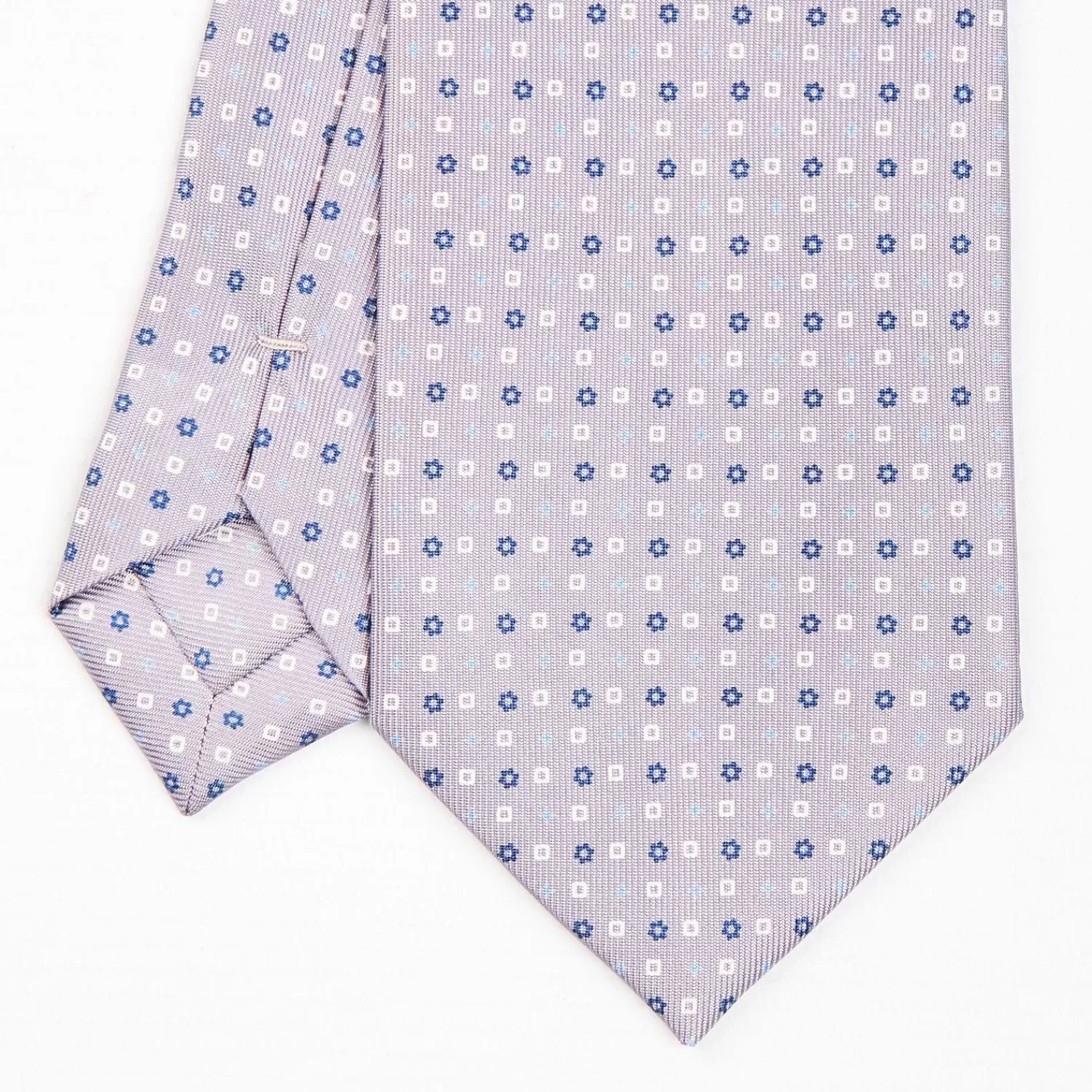Light Grey Sartorial Classic Silk Tie - Small Flower Pattern>E.Marinella Hot