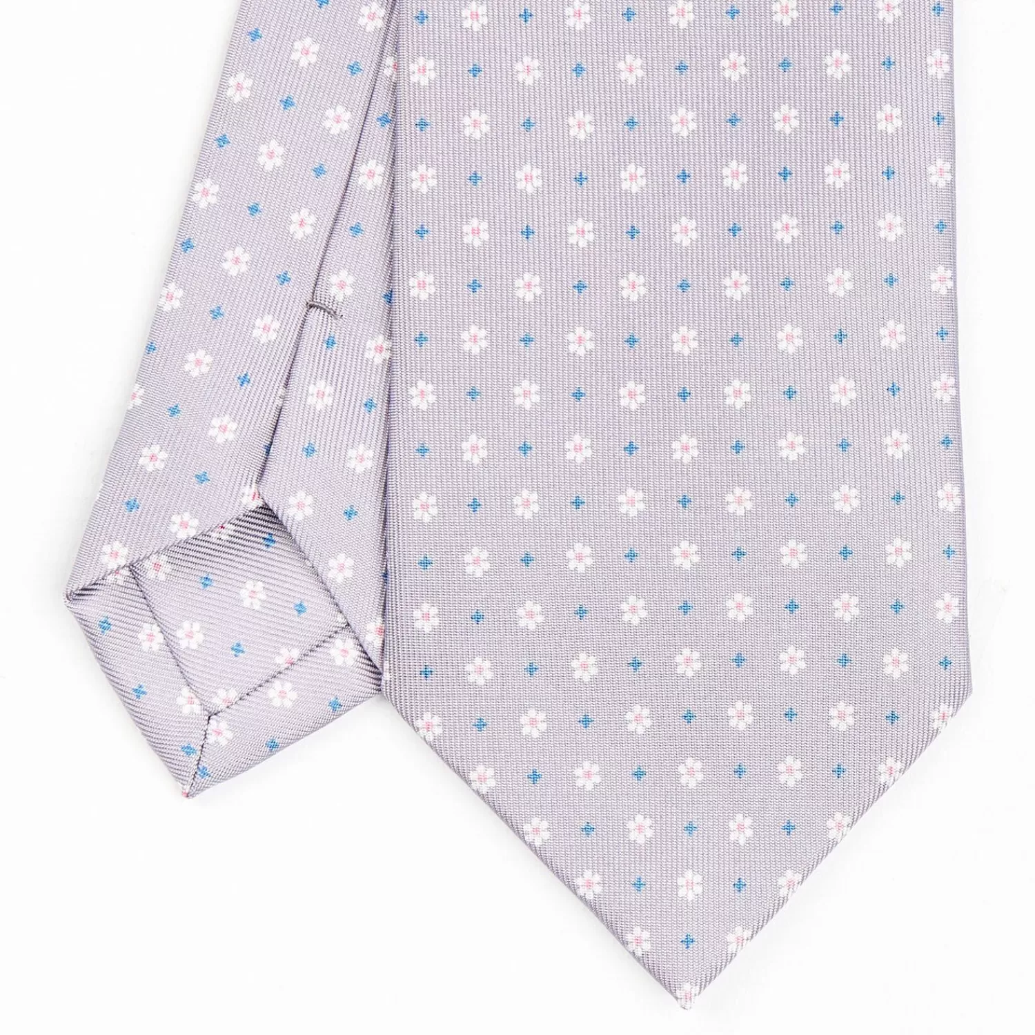 Light Grey Sartorial Classic Silk Tie - Small Flower Pattern>E.Marinella Discount