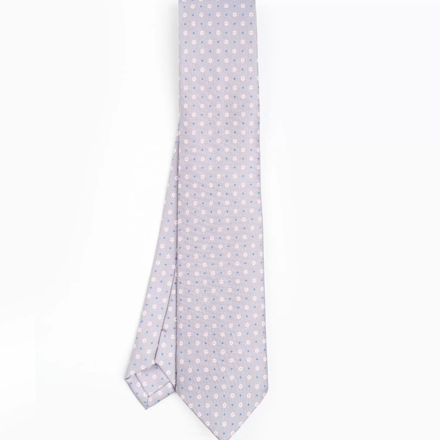 Light Grey Sartorial Classic Silk Tie - Small Flower Pattern>E.Marinella Discount