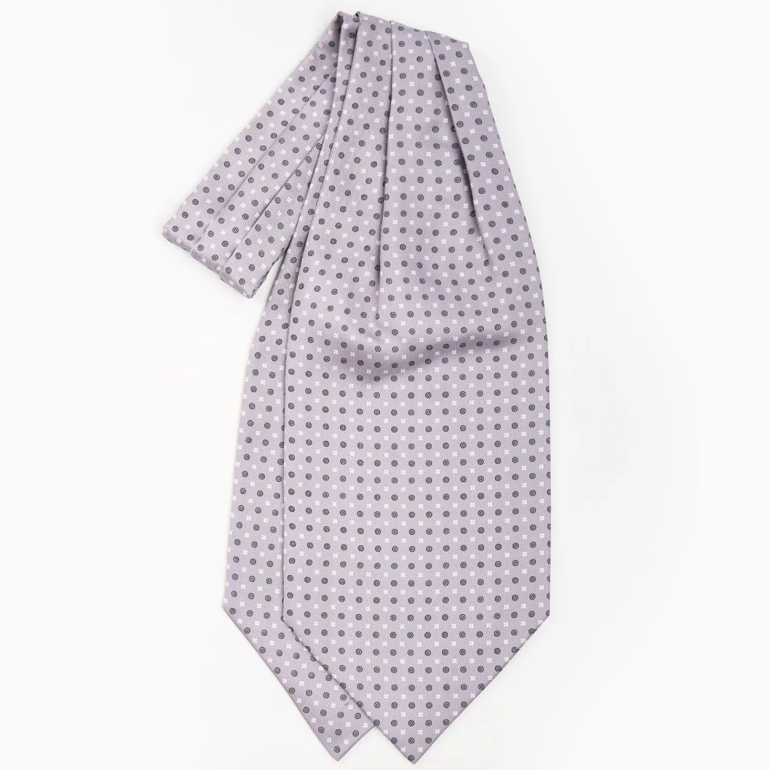 Light Grey Silk Ascot Tie - Small Flower Pattern>E.Marinella Flash Sale