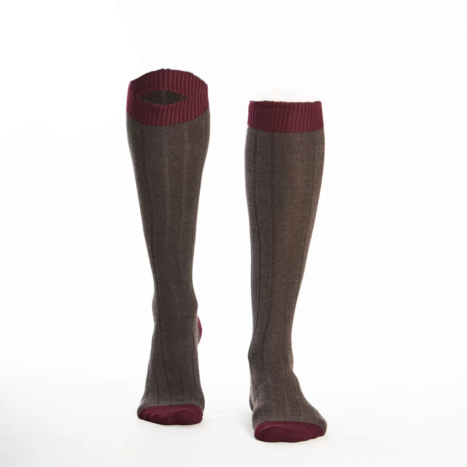 Long Bicolor Brown And Burgundy Cotton Socks - Solid Color>E.Marinella Best Sale