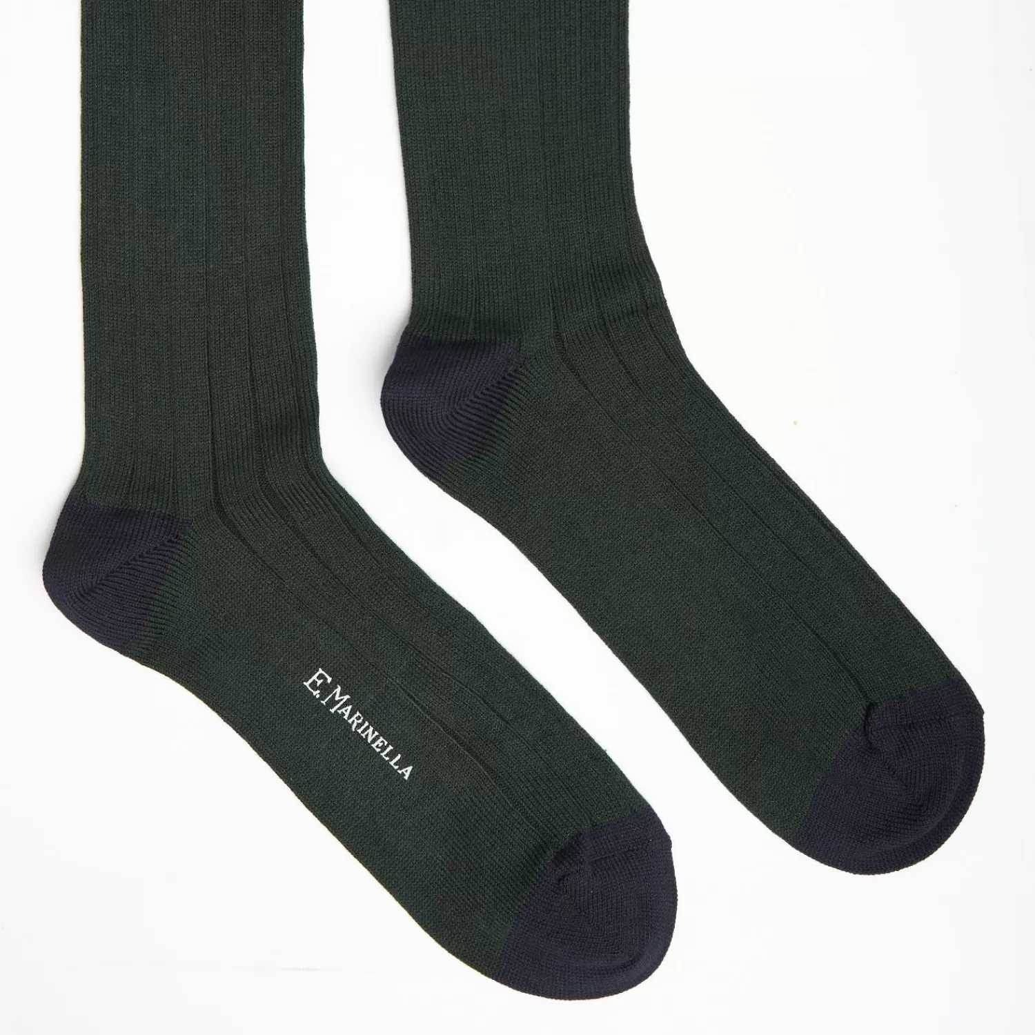 Long Bicolor Green And Blue Cotton Socks - Solid Color>E.Marinella Cheap