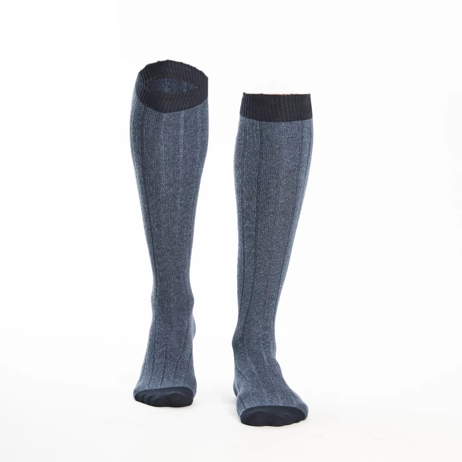Long Bicolor Powder Blue Cotton Socks - Solid Color>E.Marinella Shop