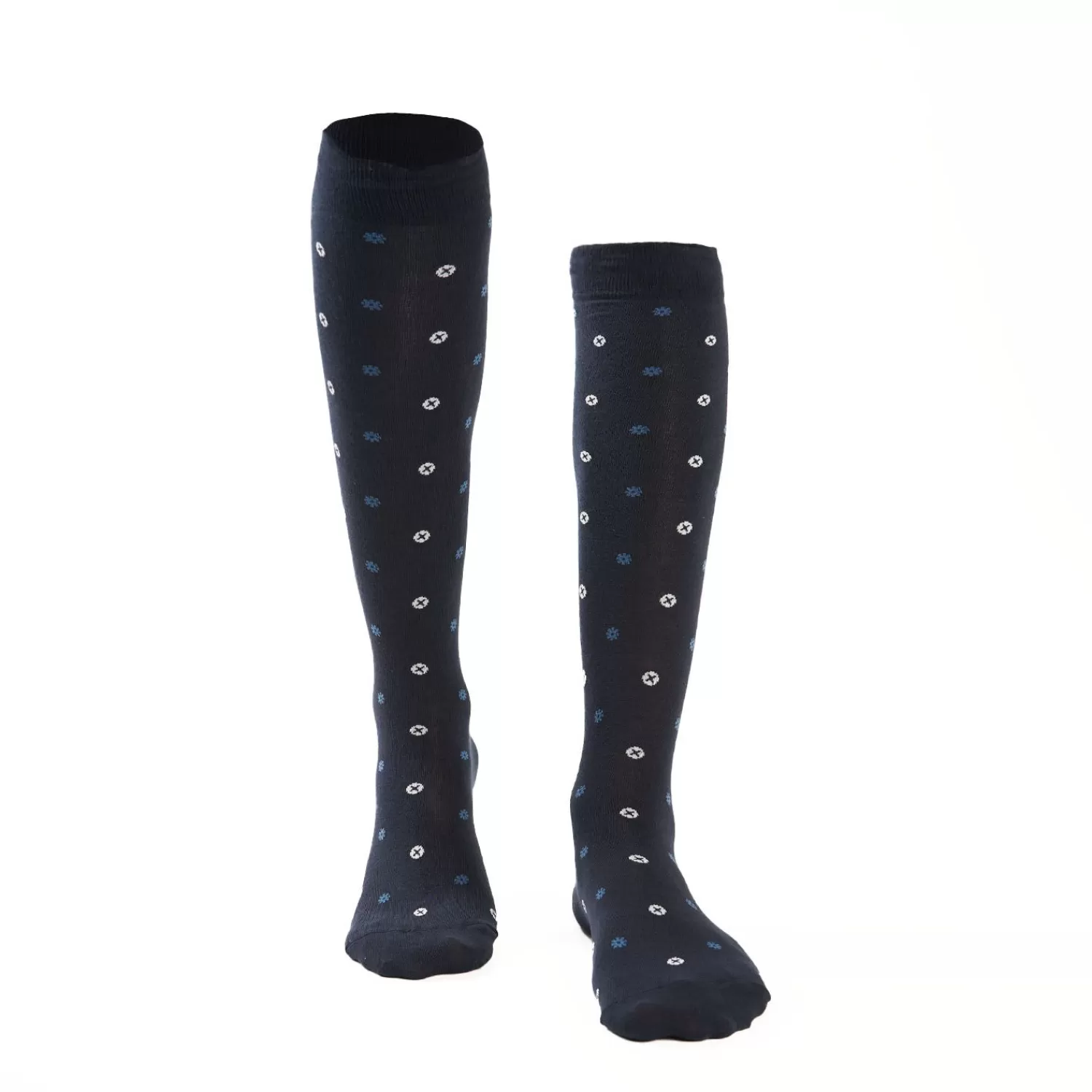 Long Blue Cotton Socks - Small Flower Pattern>E.Marinella Sale