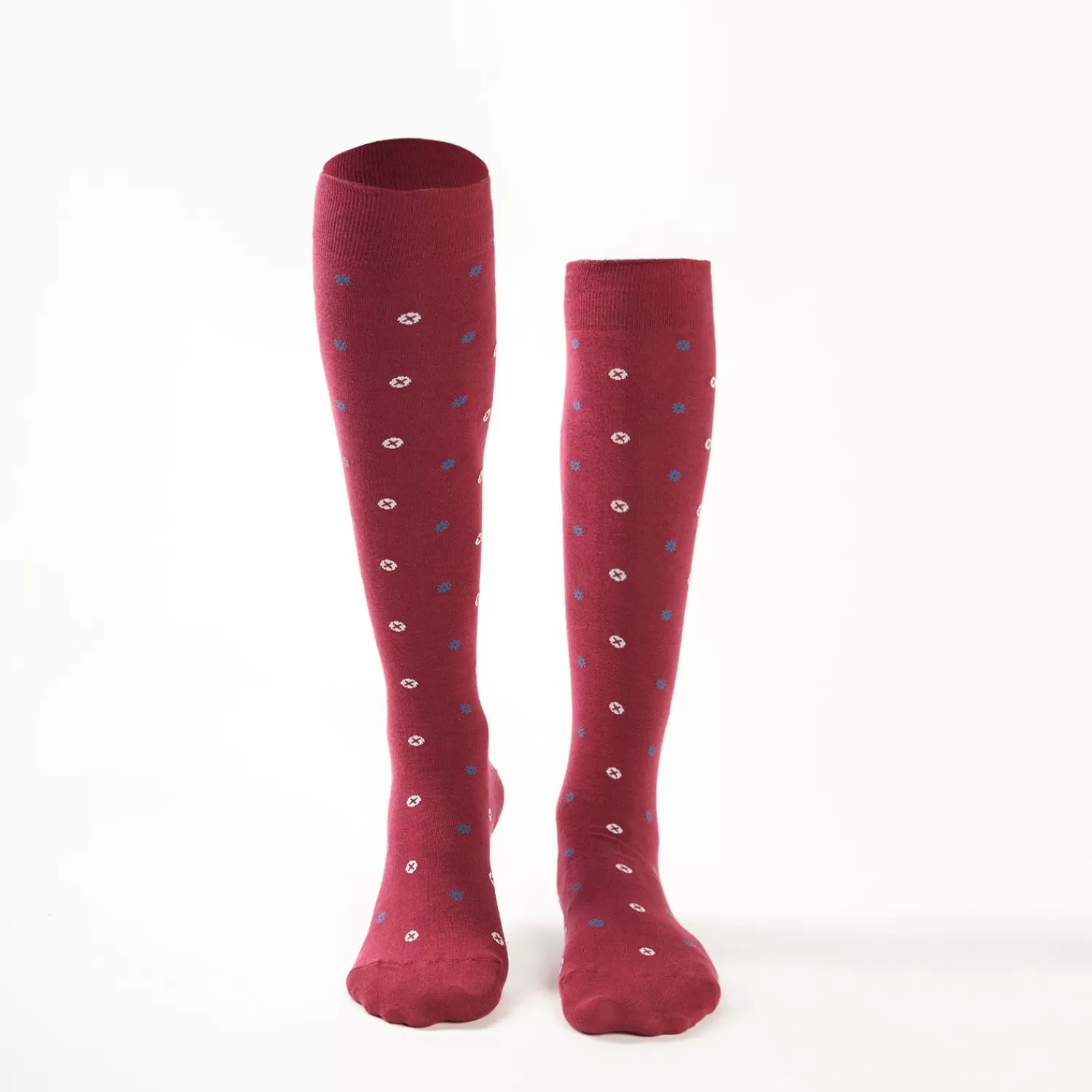 Long Burgundy Cotton Socks - Small Flower Pattern>E.Marinella Cheap