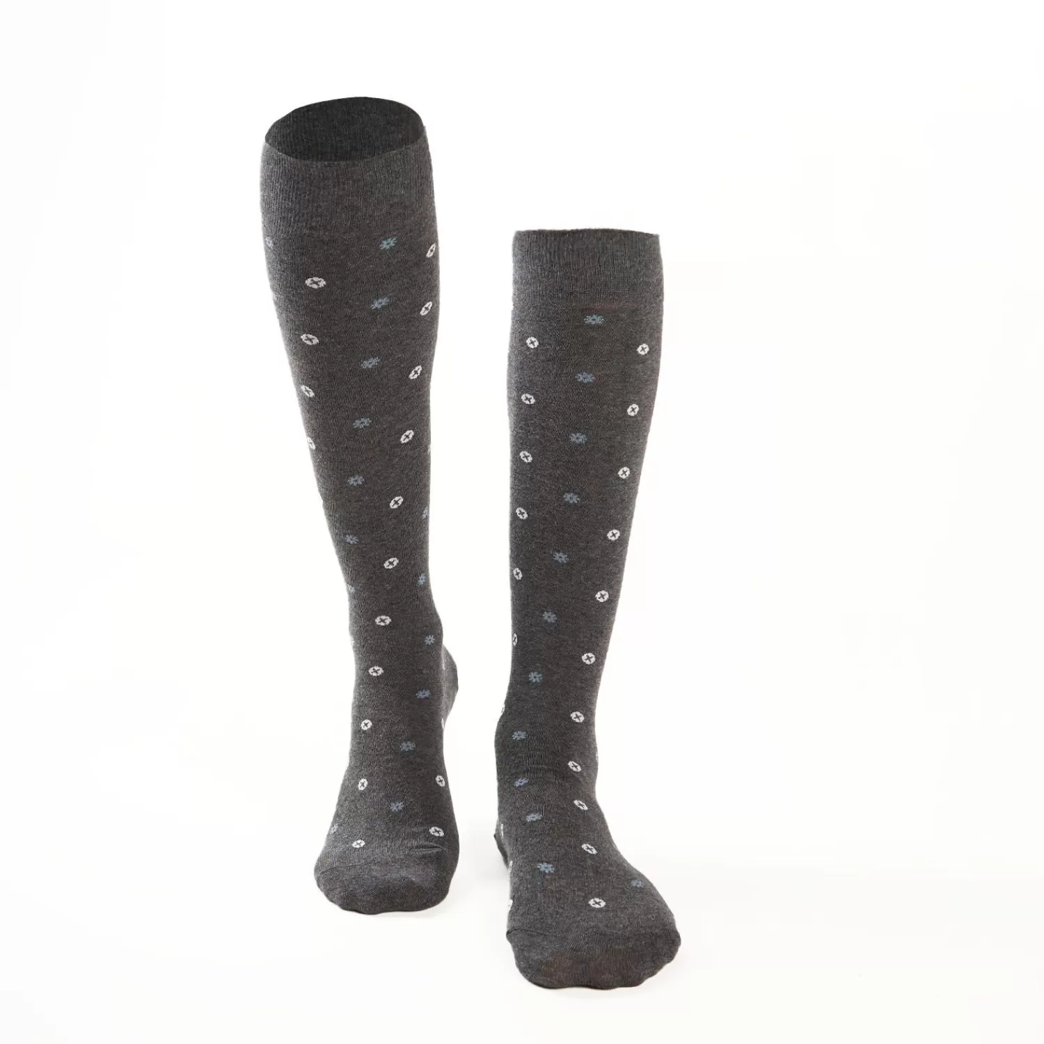 Long Grey Cotton Socks - Small Flower Pattern>E.Marinella Flash Sale