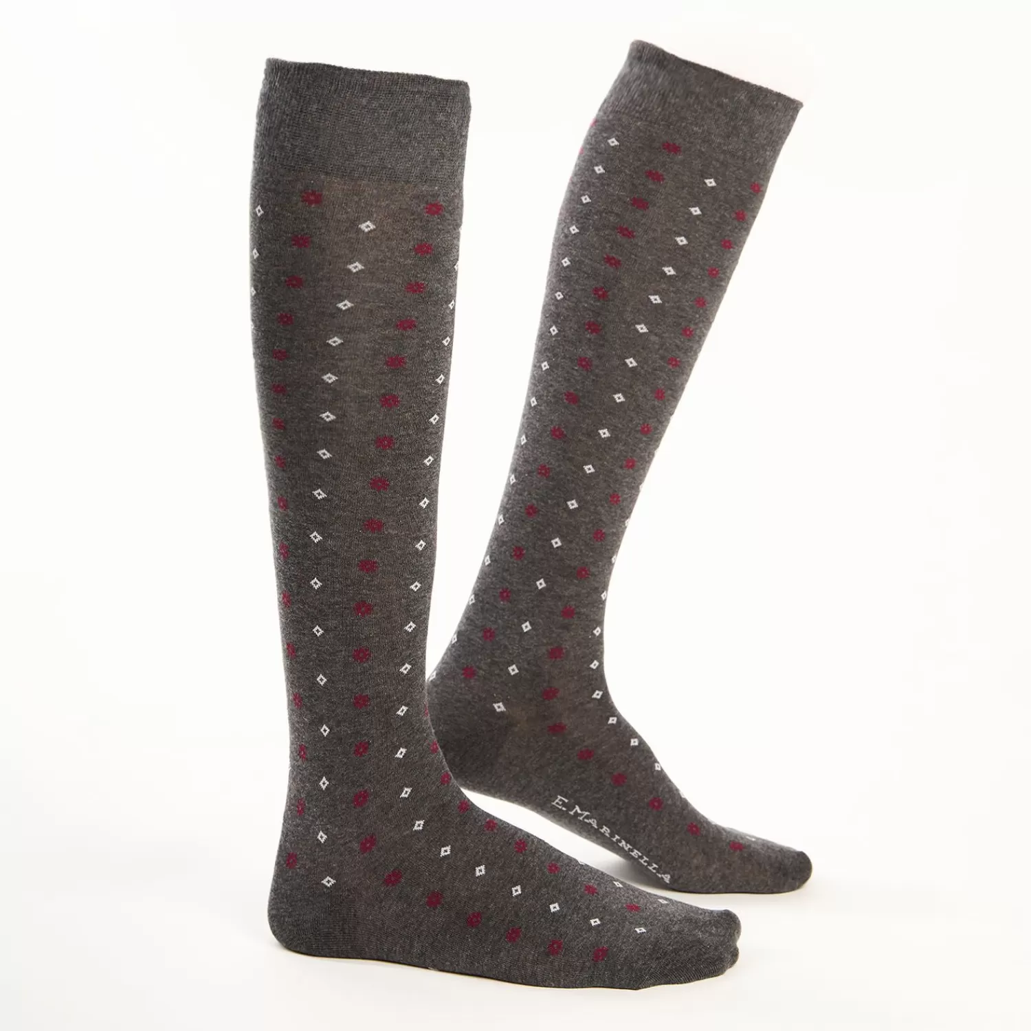 Long Grey Cotton Socks Small Flower Pattern>E.Marinella Sale