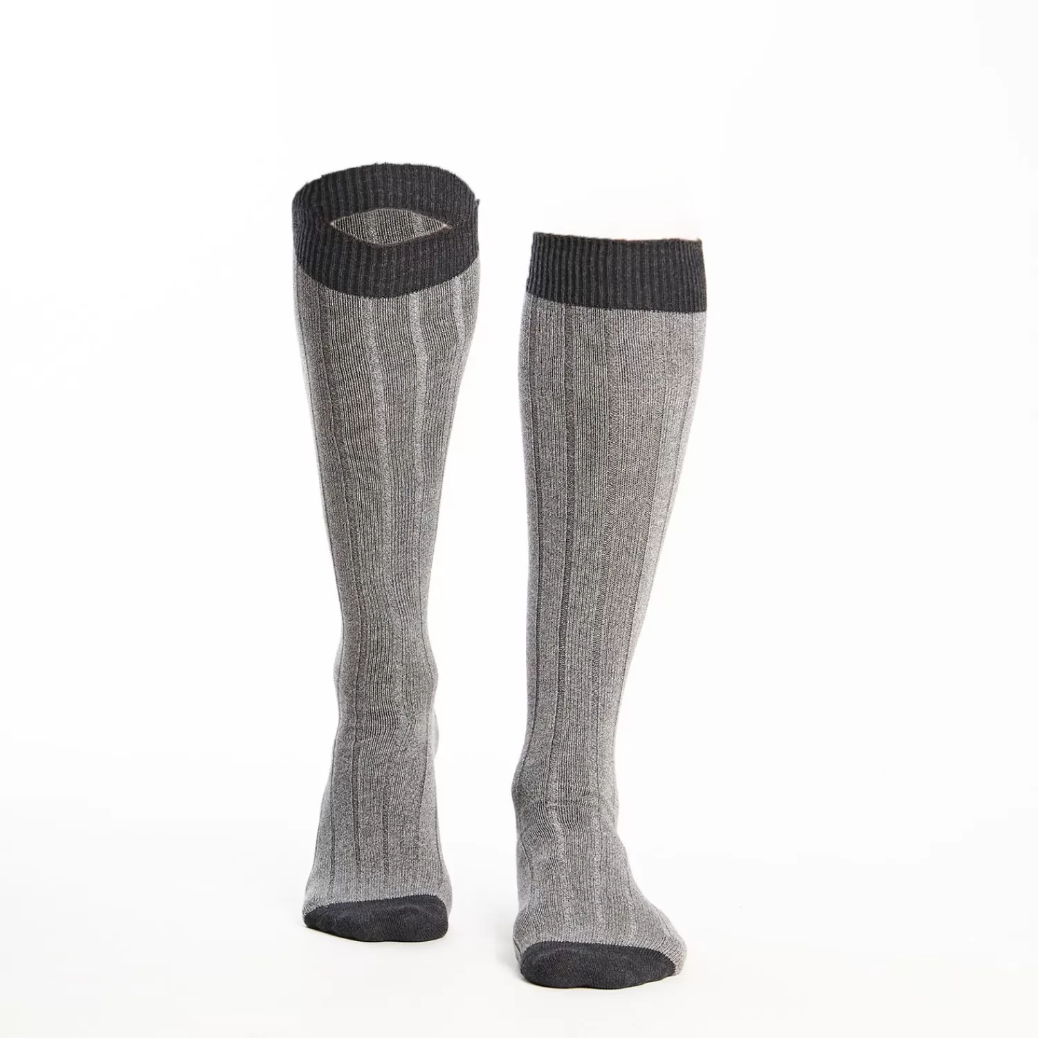 Long Light And Dark Grey Bicolor Cotton Socks - Solid Color>E.Marinella Sale