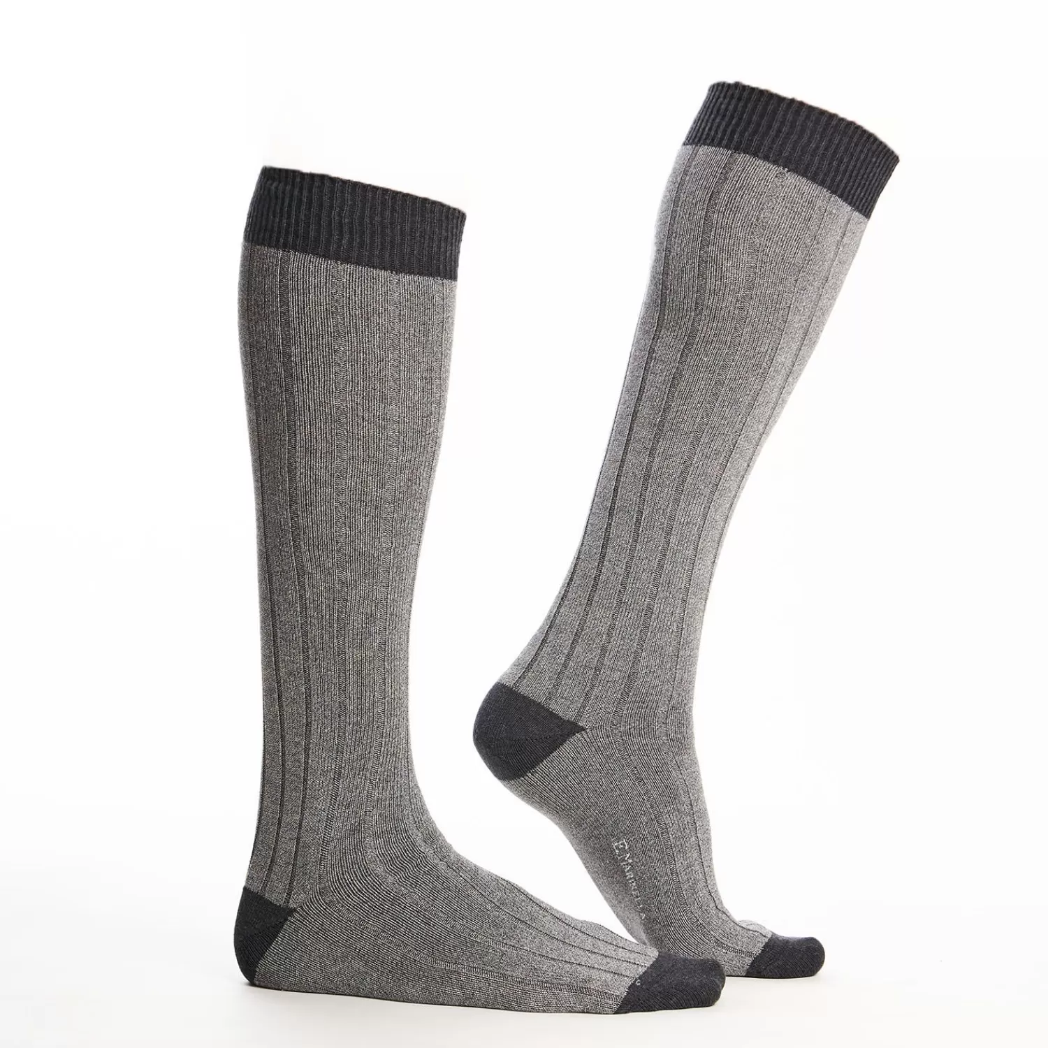 Long Light And Dark Grey Bicolor Cotton Socks - Solid Color>E.Marinella Sale