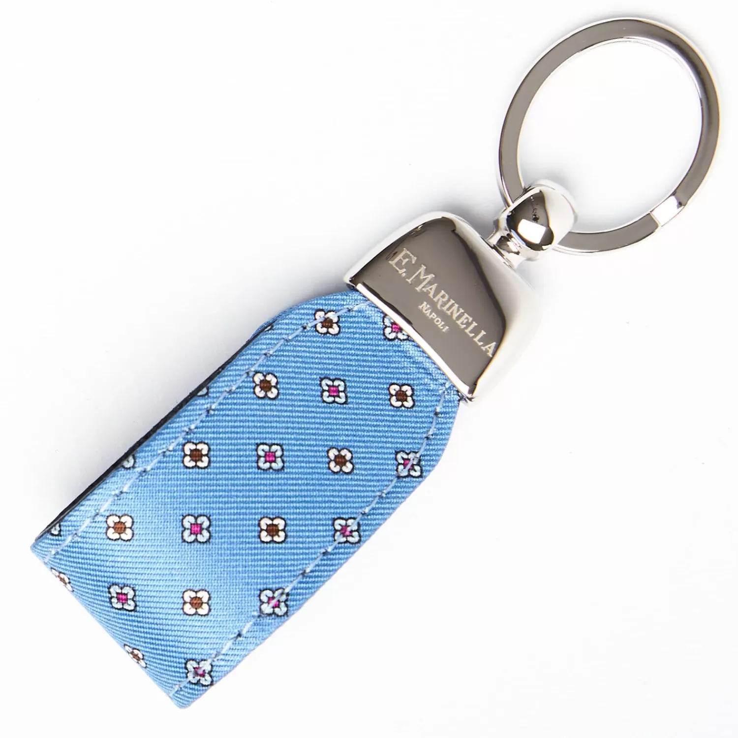 Mid Blue Keyfob In Silk And Leather>E.Marinella Hot