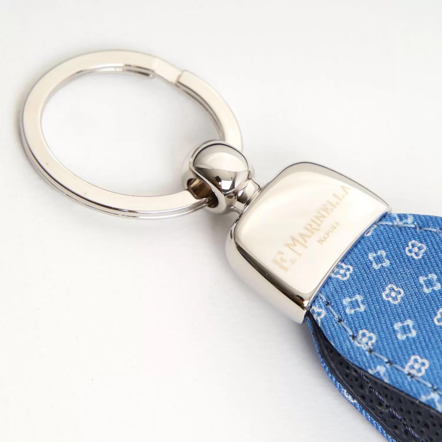 Mid Blue Keyfob In Silk And Leather>E.Marinella Cheap