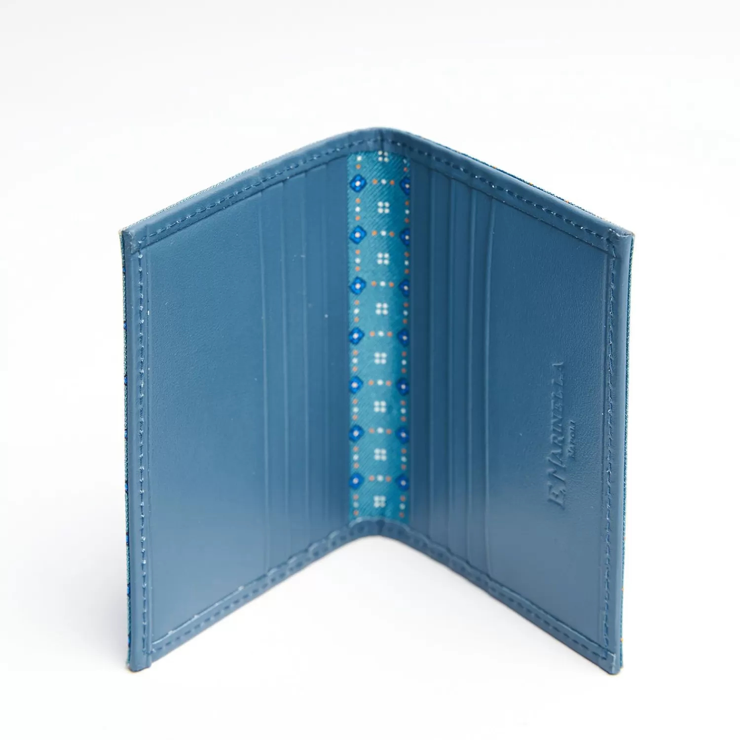 Mid Blue Leather Folding Card Holder - 10 Compartments>E.Marinella Best Sale