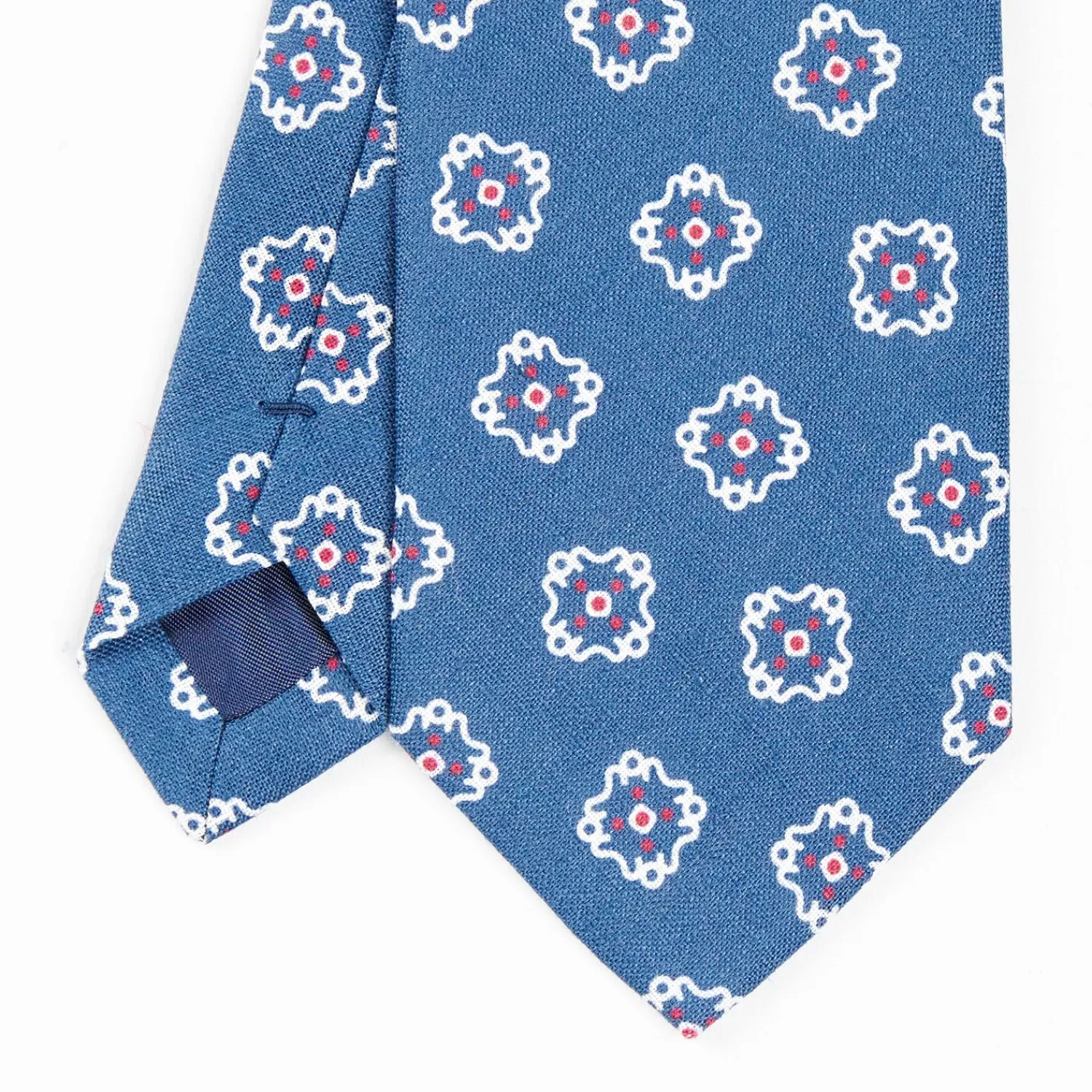 Mid Blue Sartorial Linen Tie - Large Flower Pattern>E.Marinella Best Sale