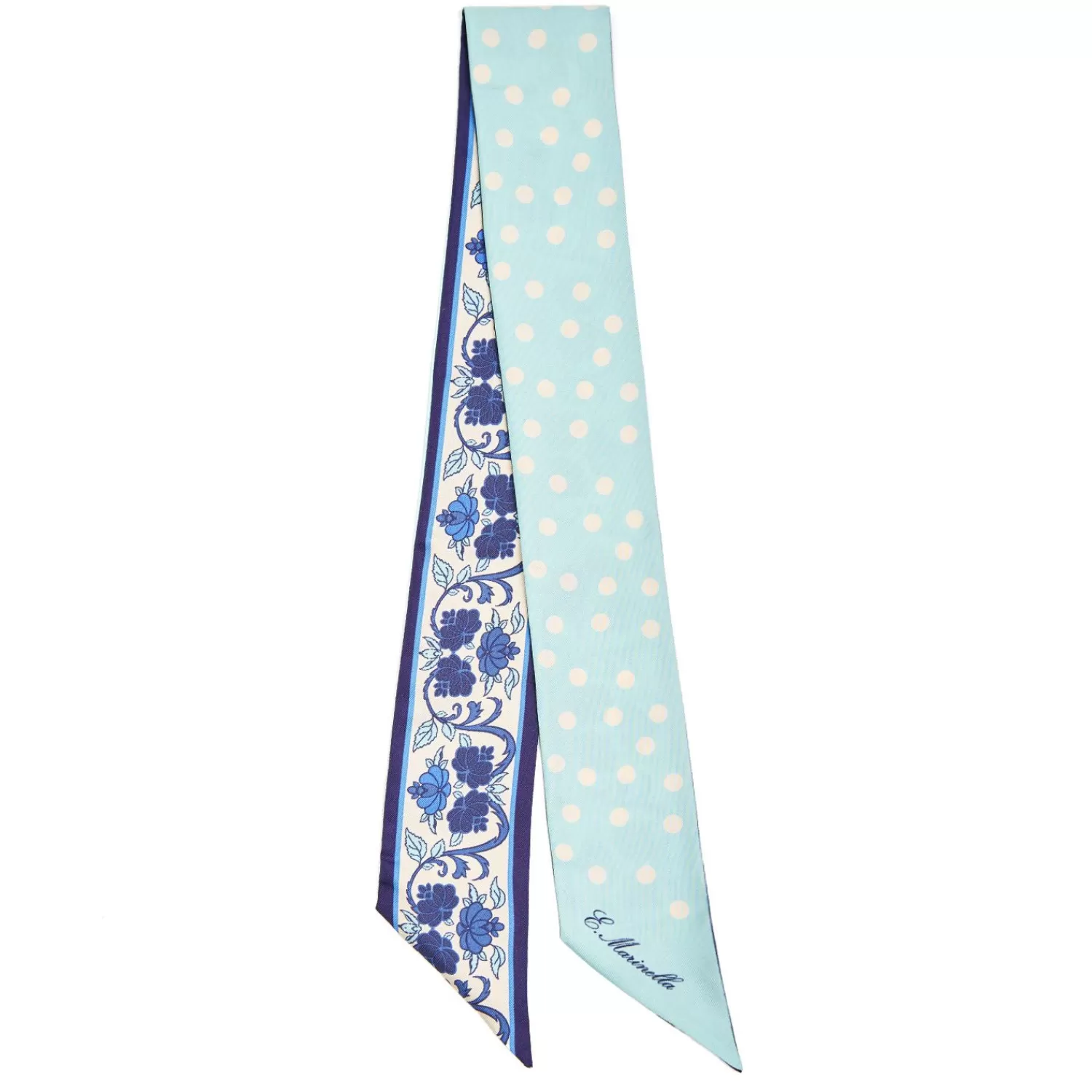 Mid Blue Silk Twilly Mediterranean Vibes>E.Marinella Clearance