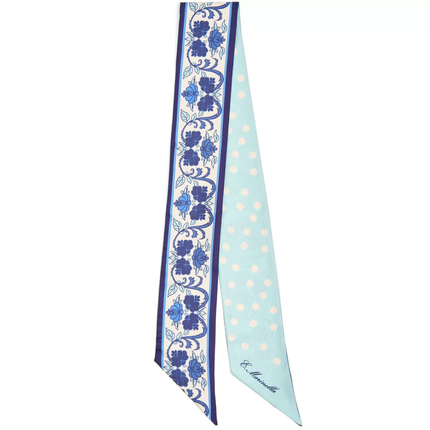Mid Blue Silk Twilly Mediterranean Vibes>E.Marinella Clearance