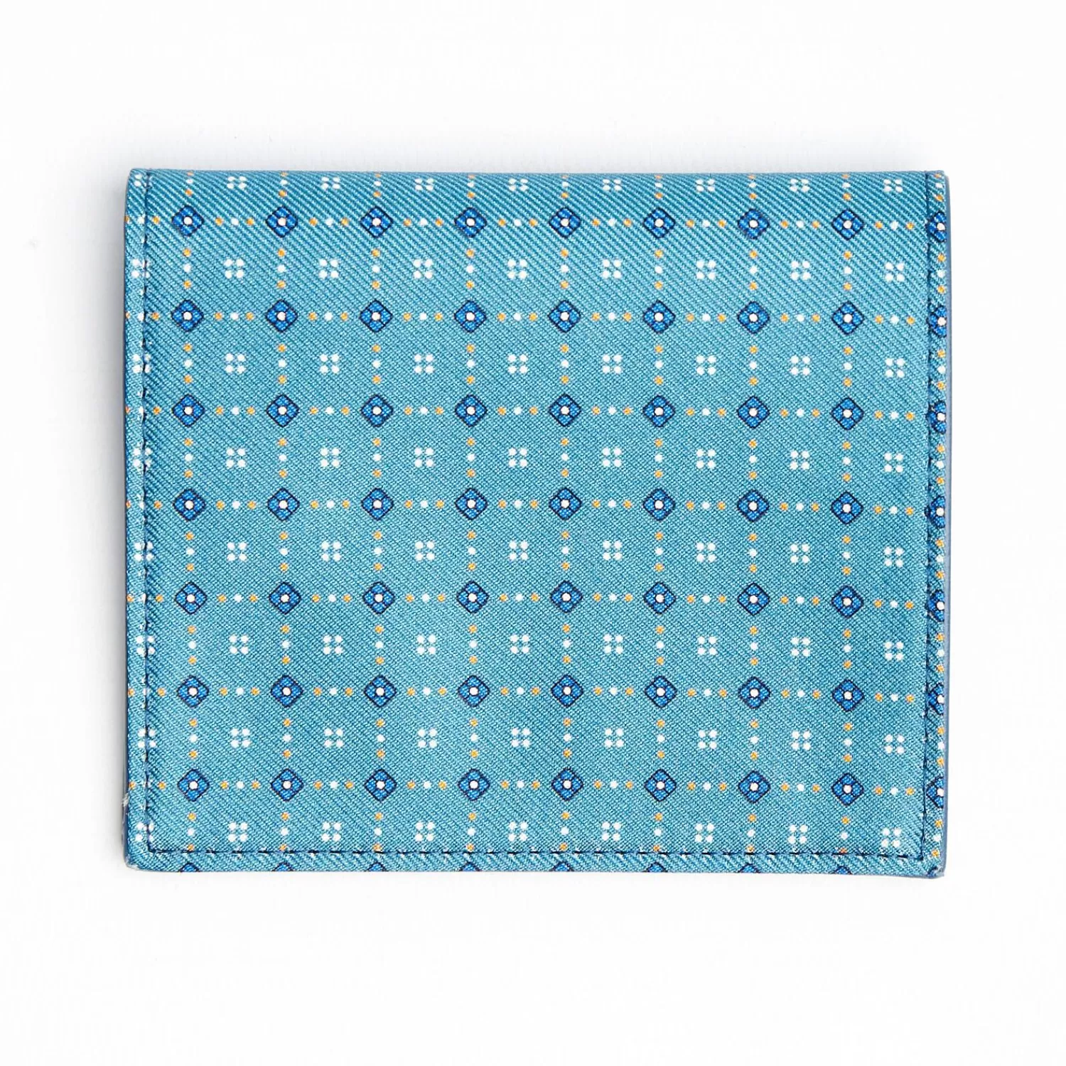 Mid Blue Small Wallet In Silk And Leather>E.Marinella Discount