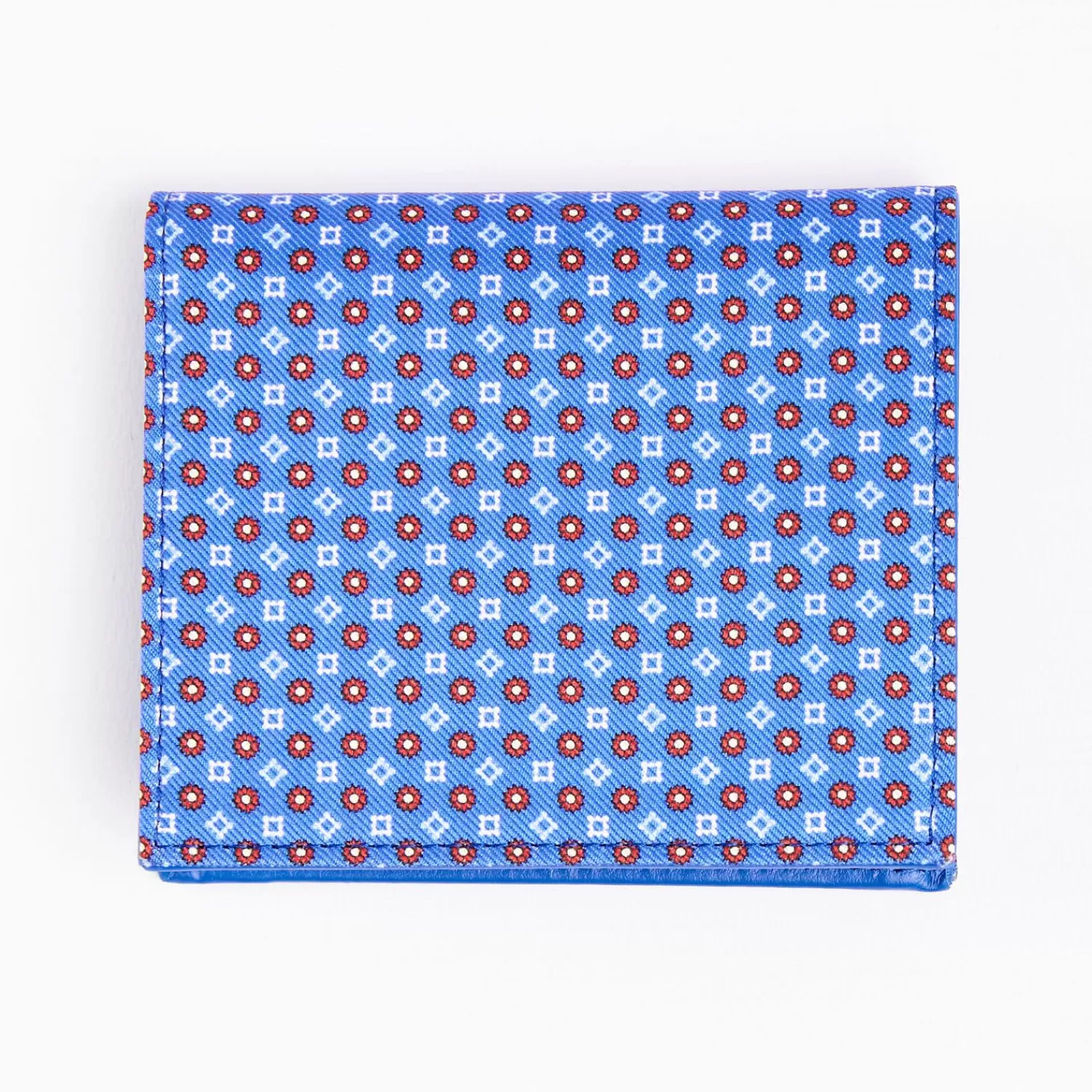 Mid Blue Small Wallet In Silk And Leather>E.Marinella New