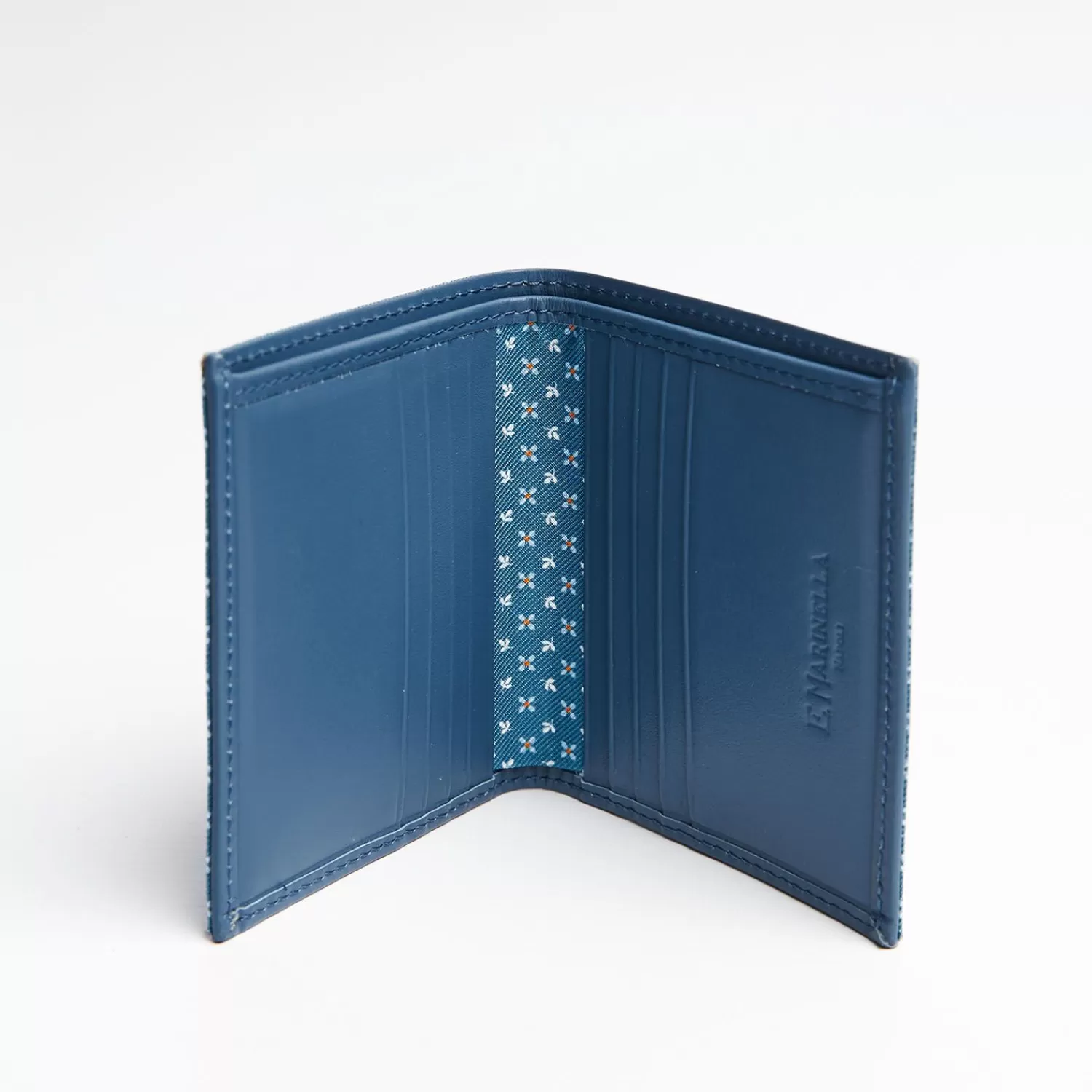 Mid Blue Small Wallet In Silk And Leather>E.Marinella Fashion