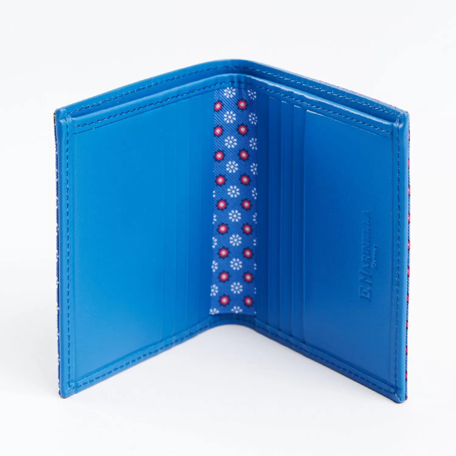 Mid Blue Small Wallet In Silk And Leather>E.Marinella Outlet
