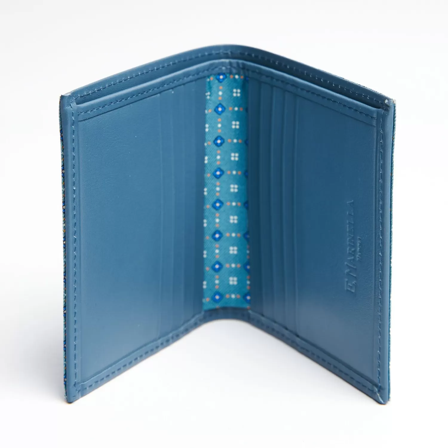 Mid Blue Small Wallet In Silk And Leather>E.Marinella Discount