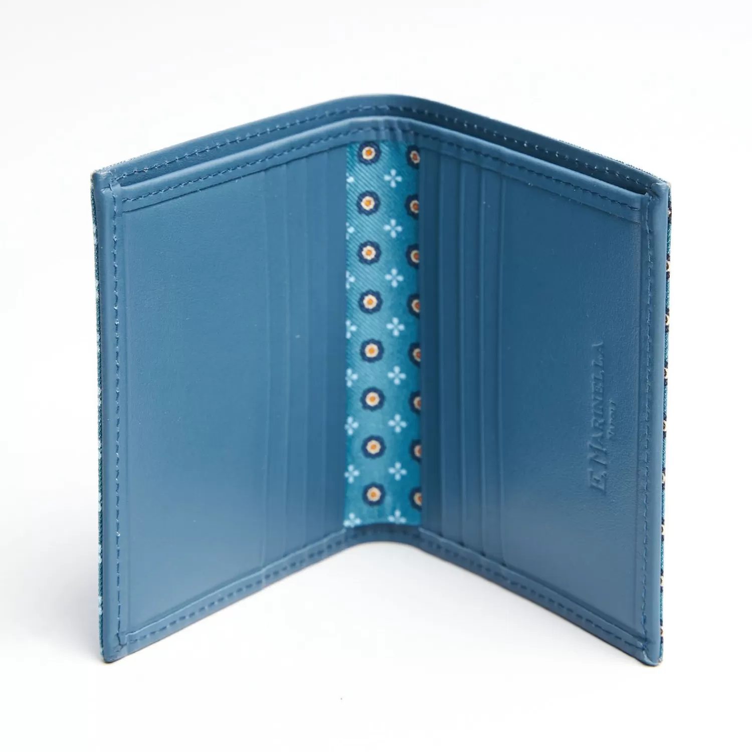 Mid Blue Small Wallet In Silk And Leather>E.Marinella New