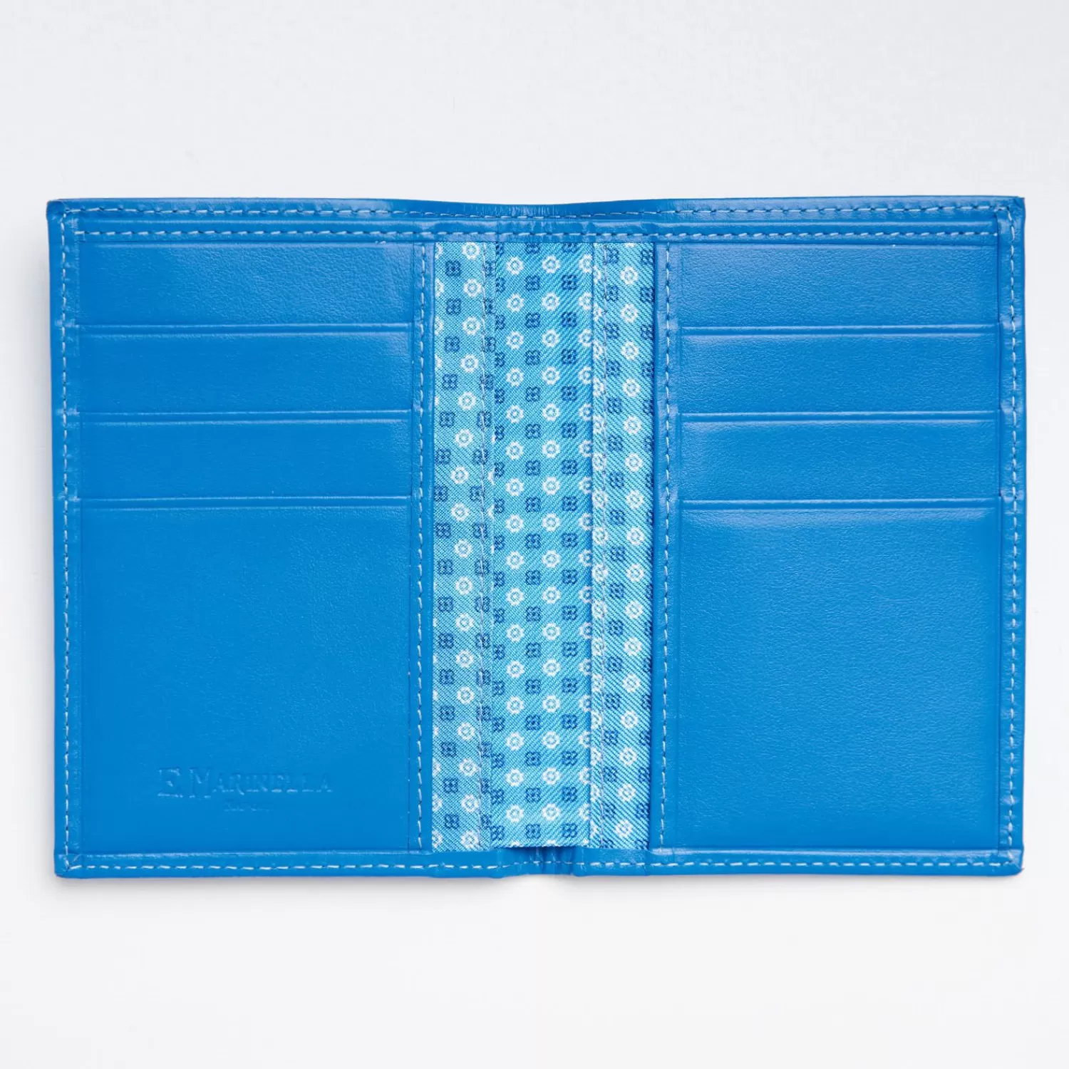 Mid Blue Vertical Wallet In Silk And Leather>E.Marinella Sale