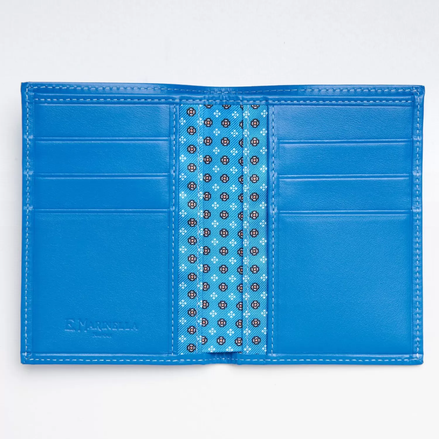 Mid Blue Vertical Wallet In Silk And Leather>E.Marinella Best Sale