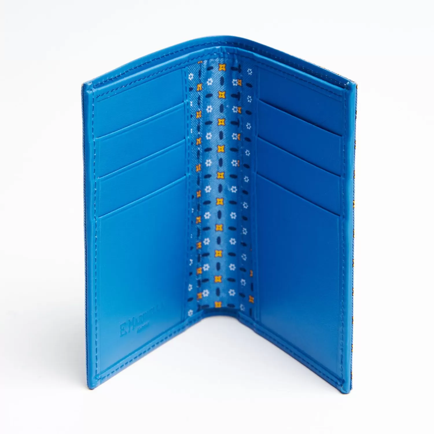 Mid Blue Vertical Wallet In Silk And Leather>E.Marinella Discount