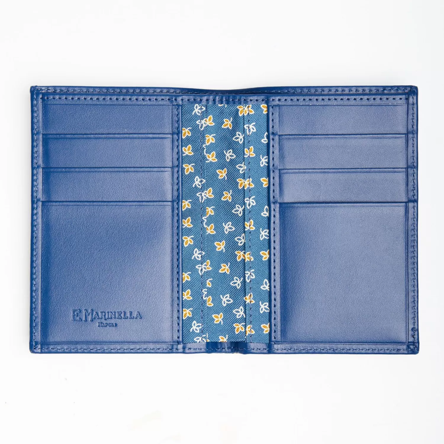 Mid Blue Vertical Wallet In Silk And Leather>E.Marinella New