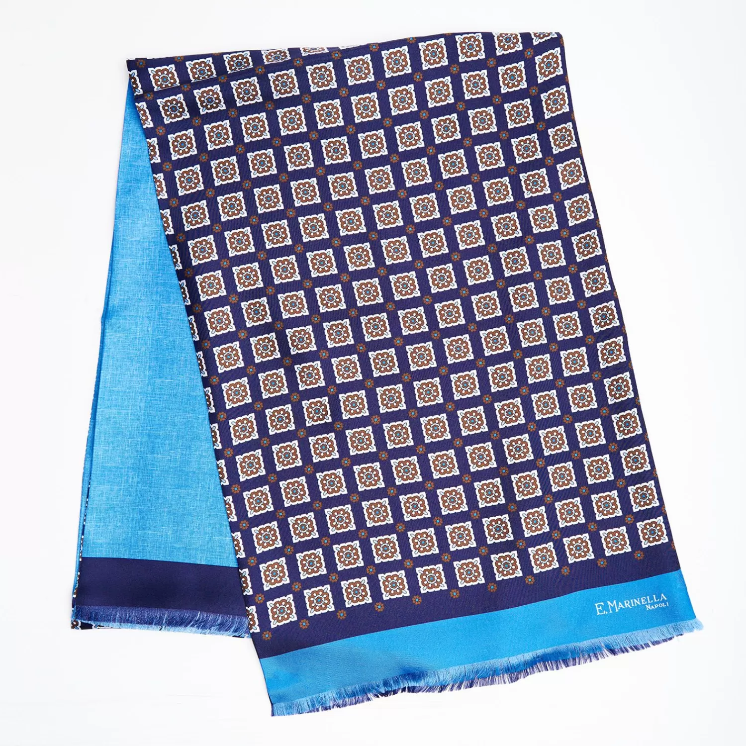 Midnight And Light Blue Double Silk Scarf>E.Marinella Outlet
