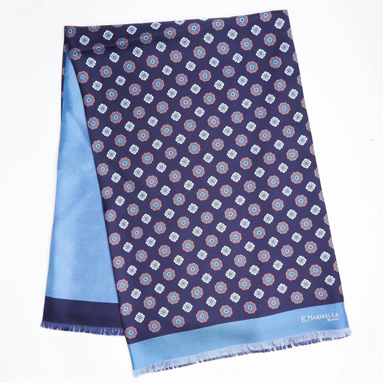 Midnight And Light Blue Double Silk Scarf>E.Marinella Hot
