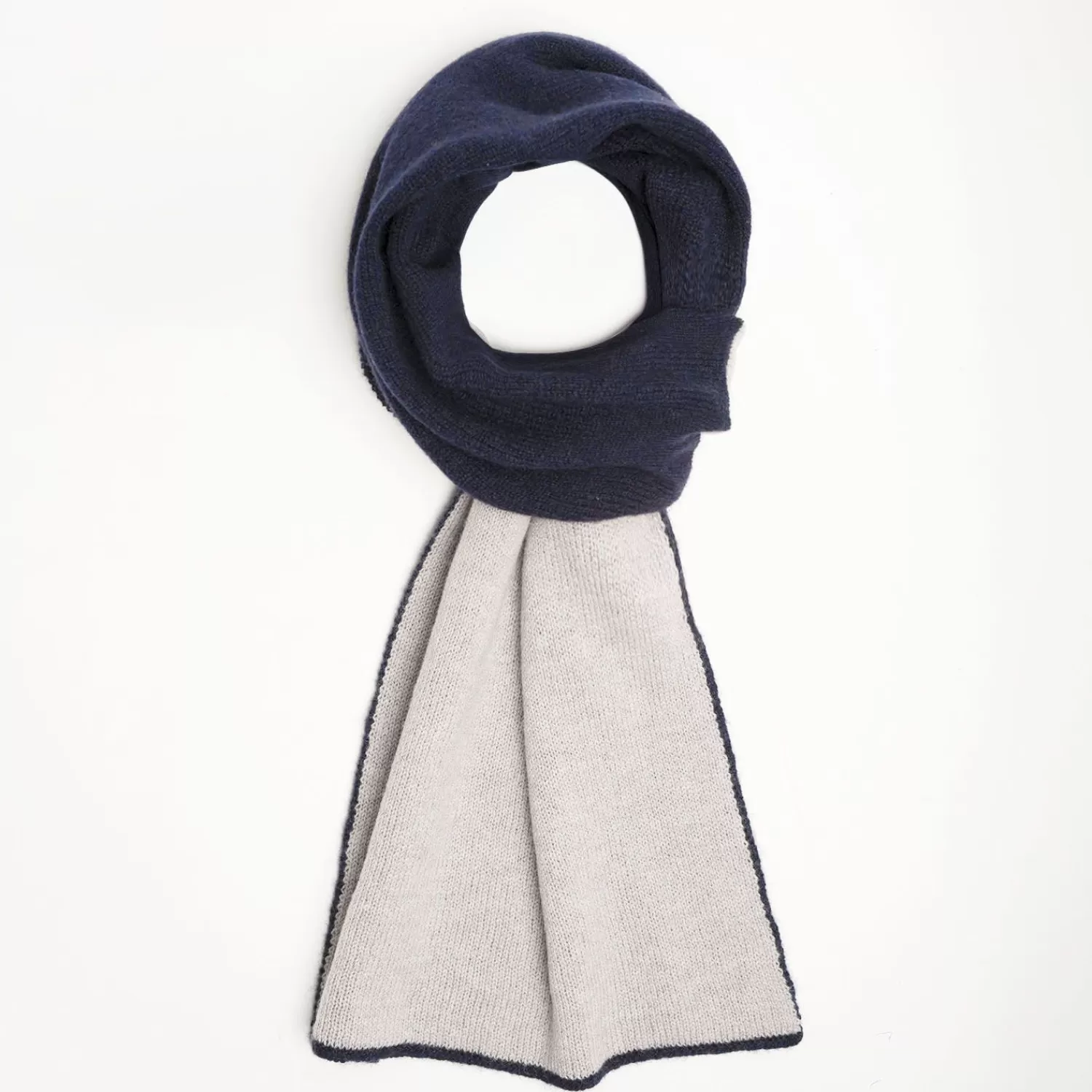 Midnight Blue And Beige Two-Tone Solid Cashmere Neck Warmer>E.Marinella Sale