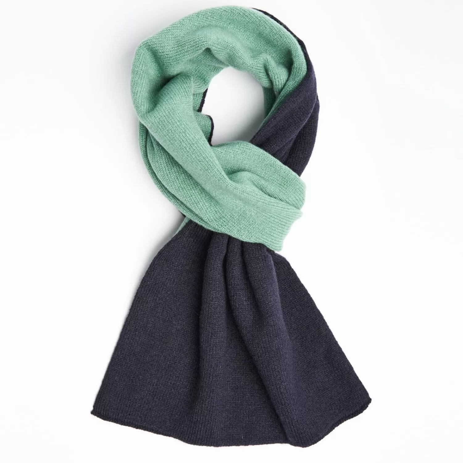 Midnight Blue And Light Green Two-Tone Solid Cashmere Neck Warmer>E.Marinella Best Sale
