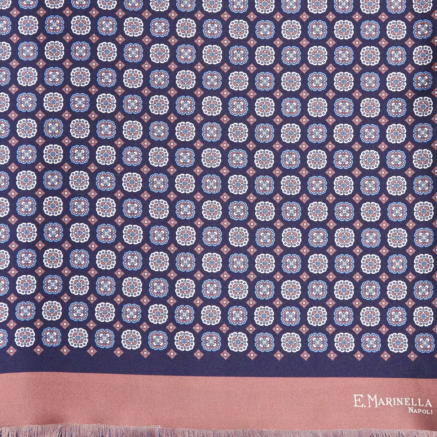 Midnight Blue And Pink Double Silk Scarf>E.Marinella Cheap