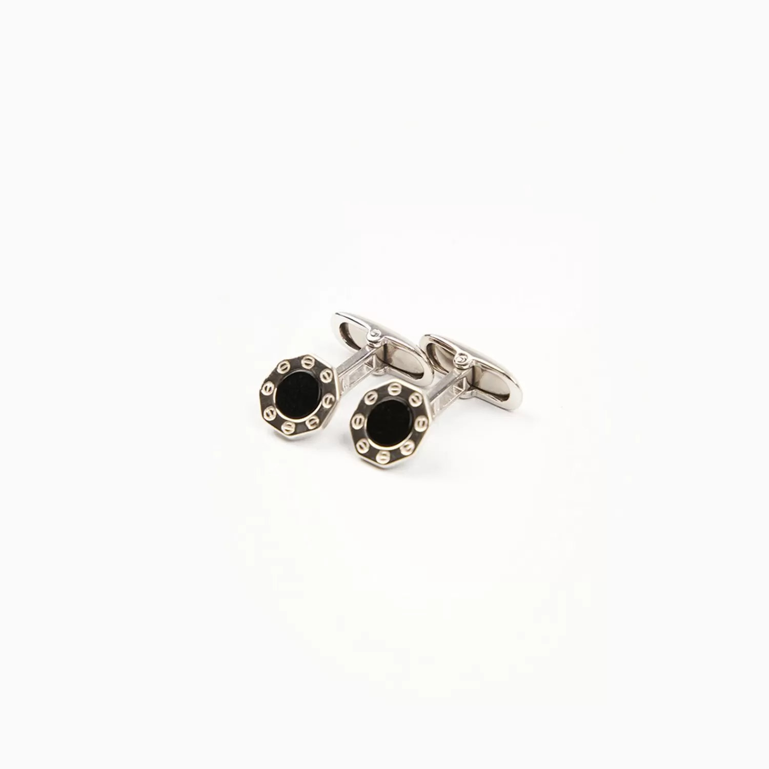 Octagonal Cufflinks With Onyx In Silver>E.Marinella Discount