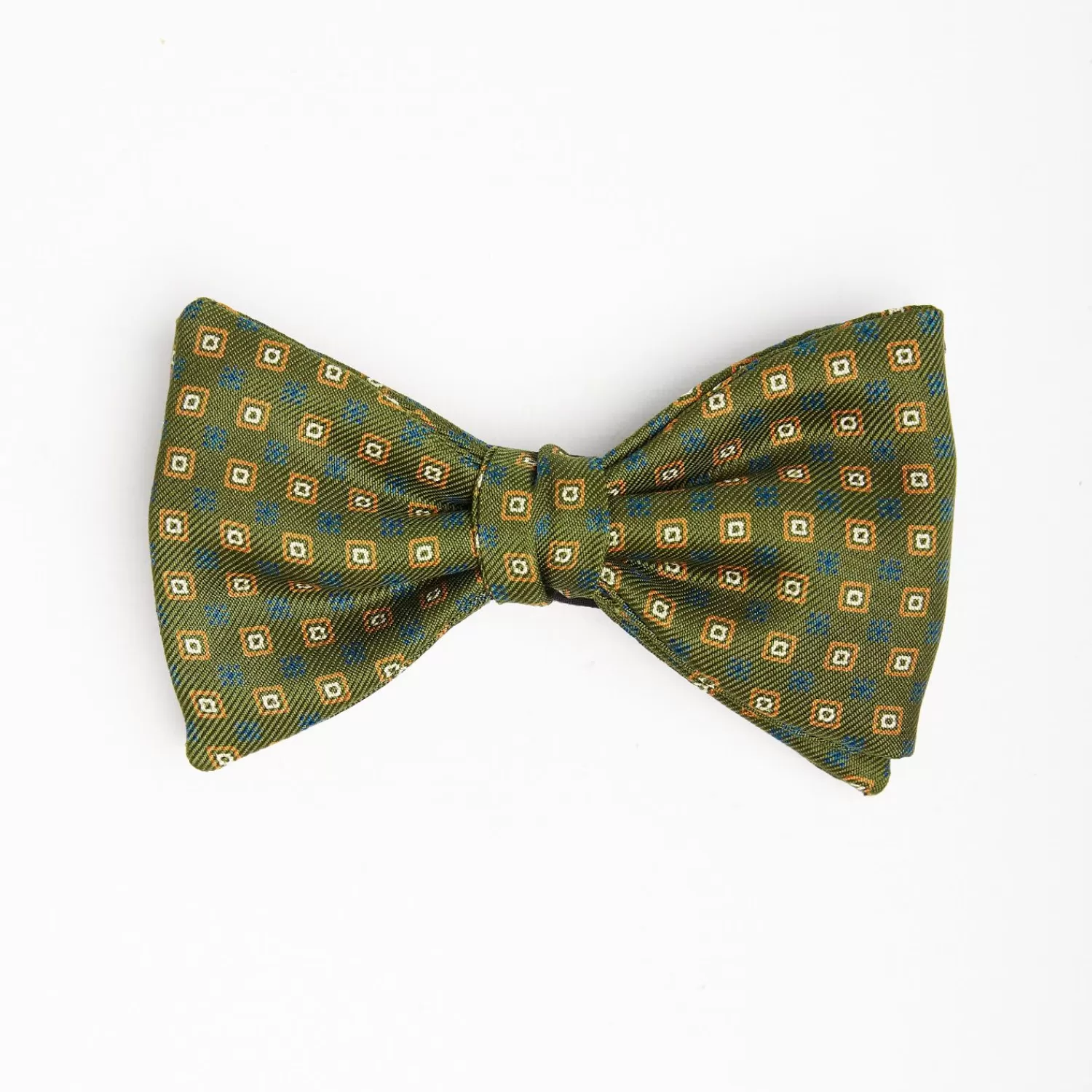 Olive Green Pre-Knotted Bowtie - Small Geometric Pattern>E.Marinella Sale