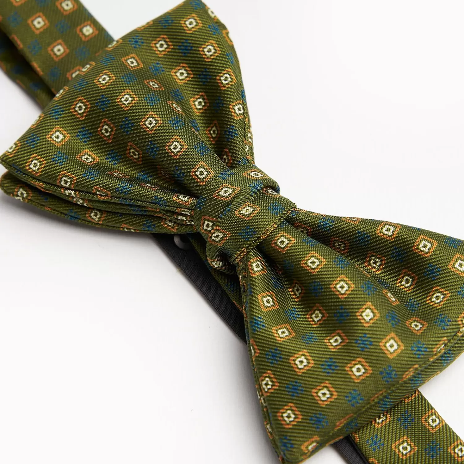 Olive Green Pre-Knotted Bowtie - Small Geometric Pattern>E.Marinella Sale