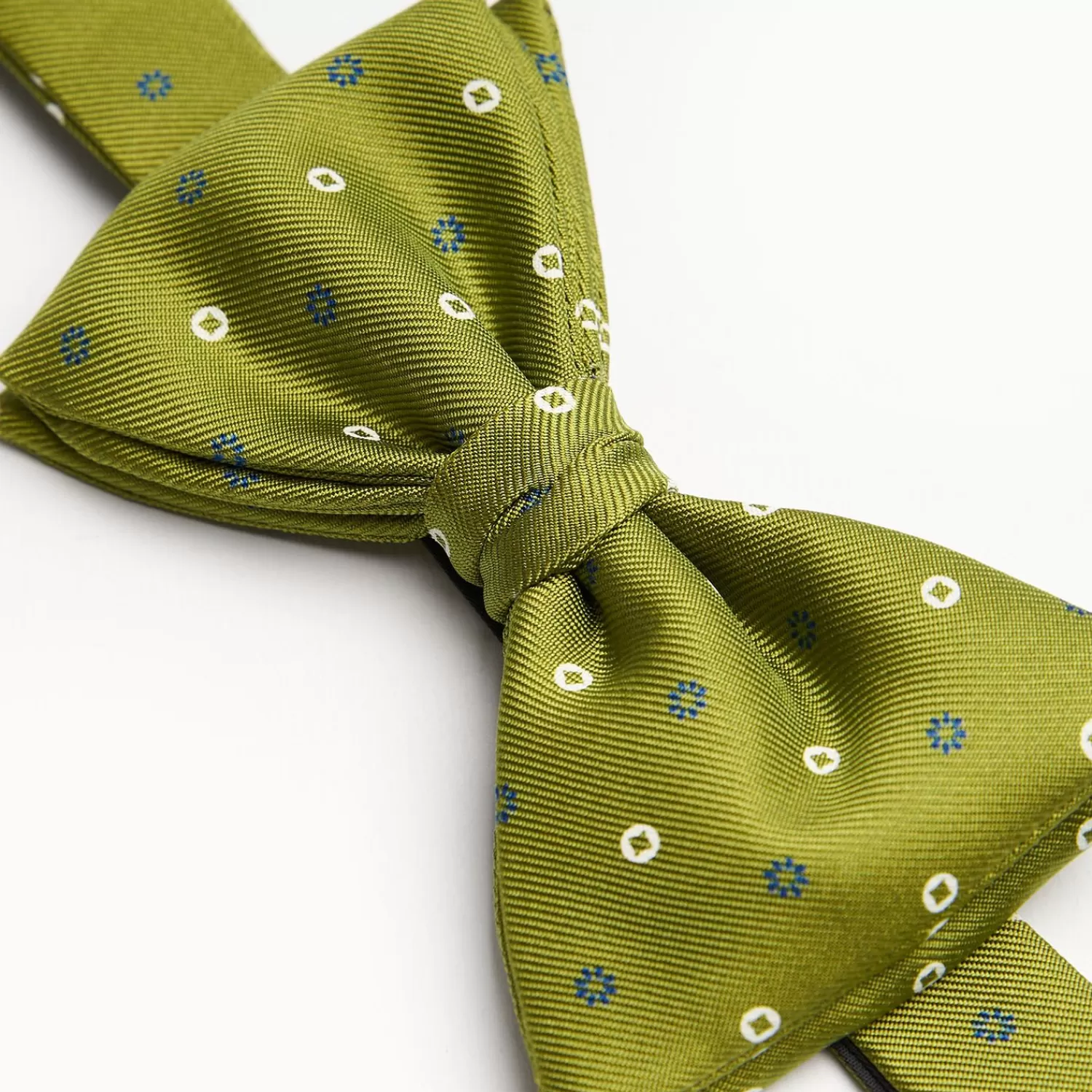Olive Green Pre-Knotted Bowtie - Small Geometric Pattern>E.Marinella Flash Sale
