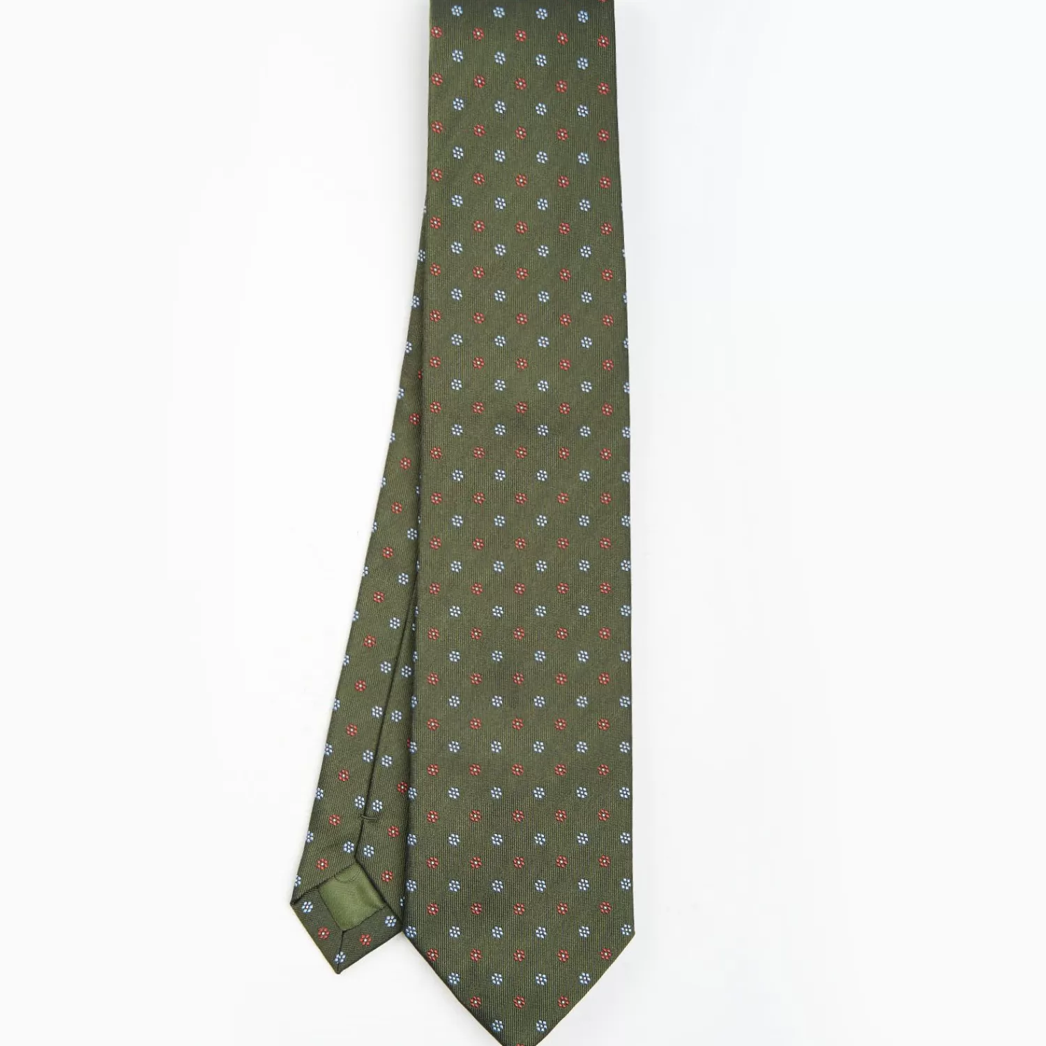 Olive Green Sartorial Jacquard Silk Tie - Small Flower Designs>E.Marinella Cheap