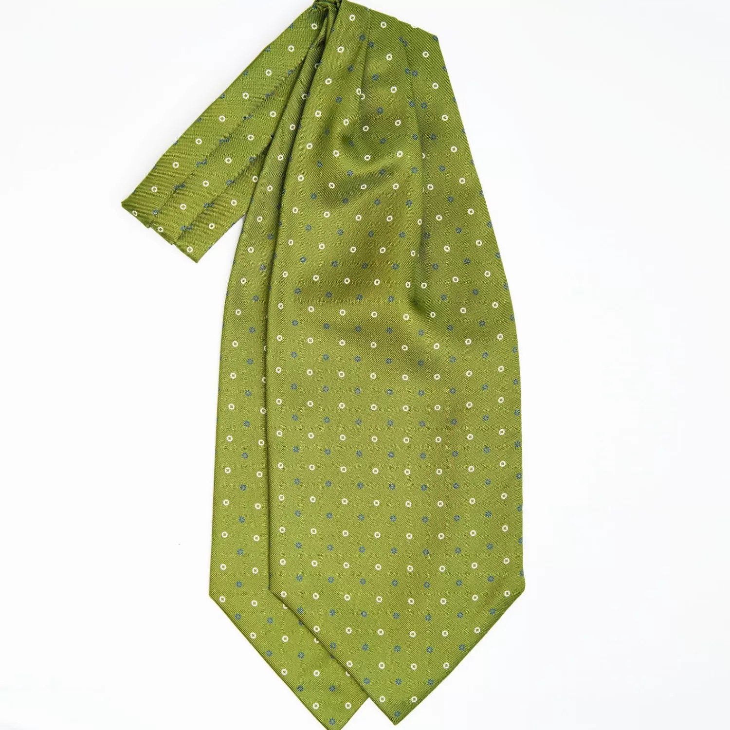 Olive Green Silk Ascot Tie - Small Flower Designs>E.Marinella Clearance