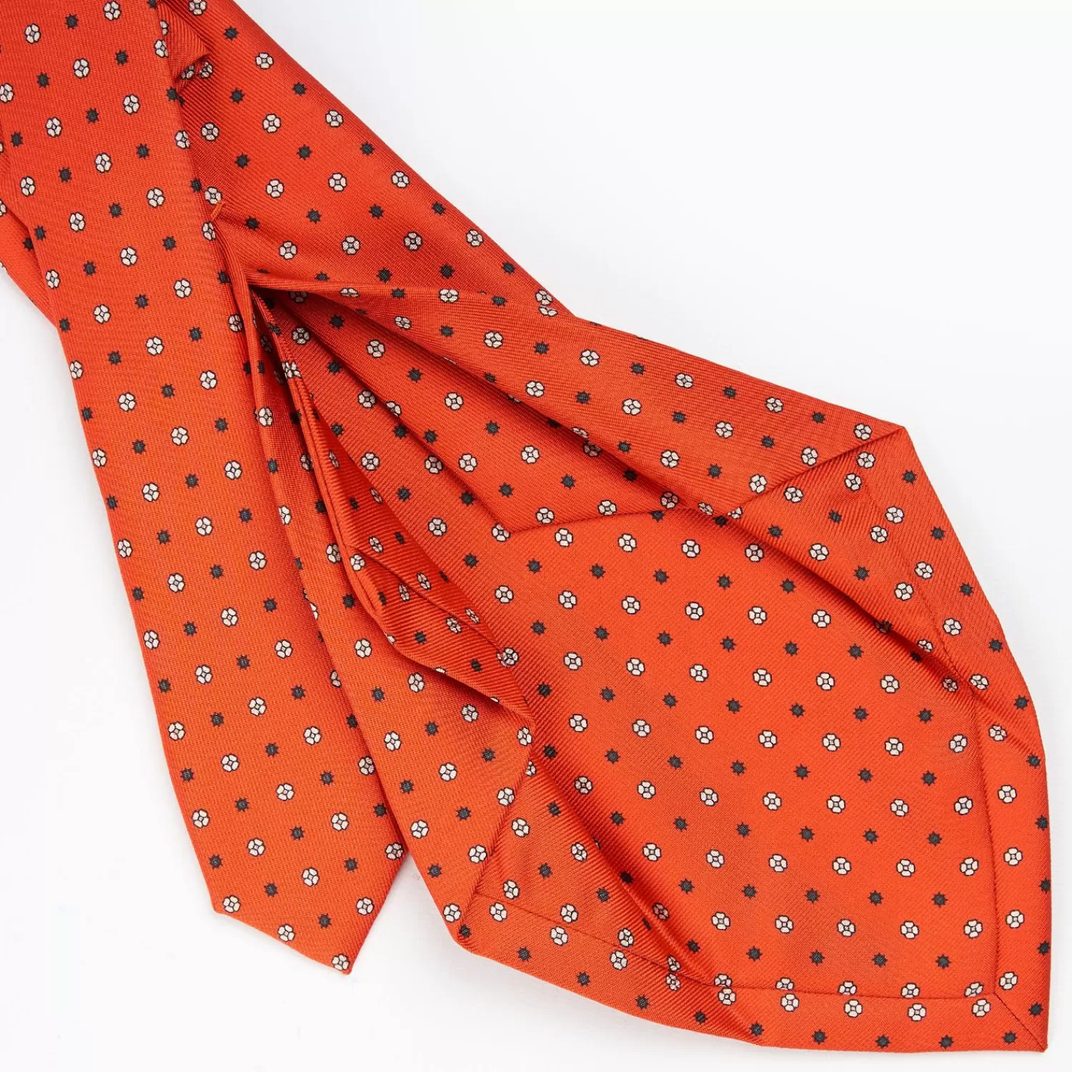 Orange 5 Fold Sartorial Silk Tie - Small Flower Pattern>E.Marinella Best
