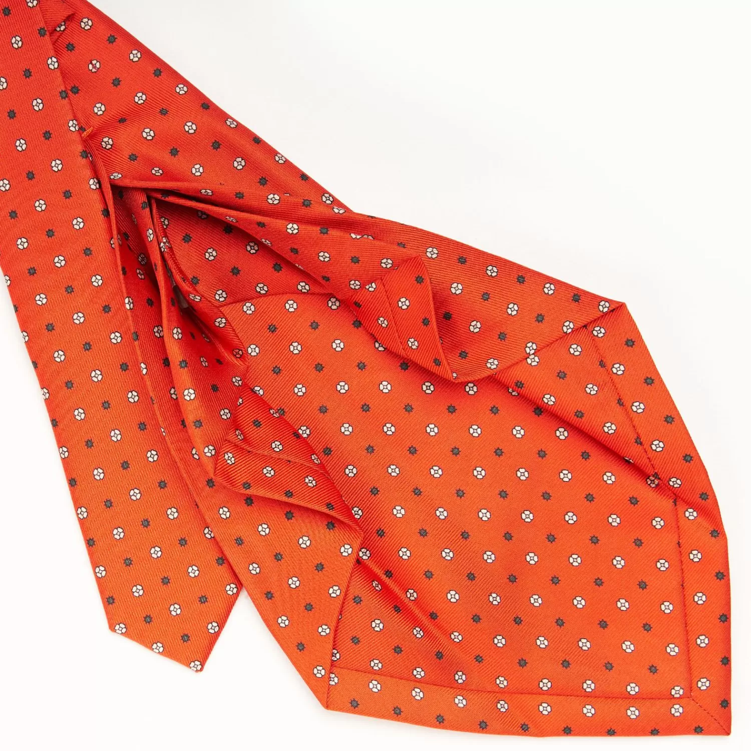 Orange 7 Fold Sartorial Silk Tie - Small Flower Pattern>E.Marinella Fashion