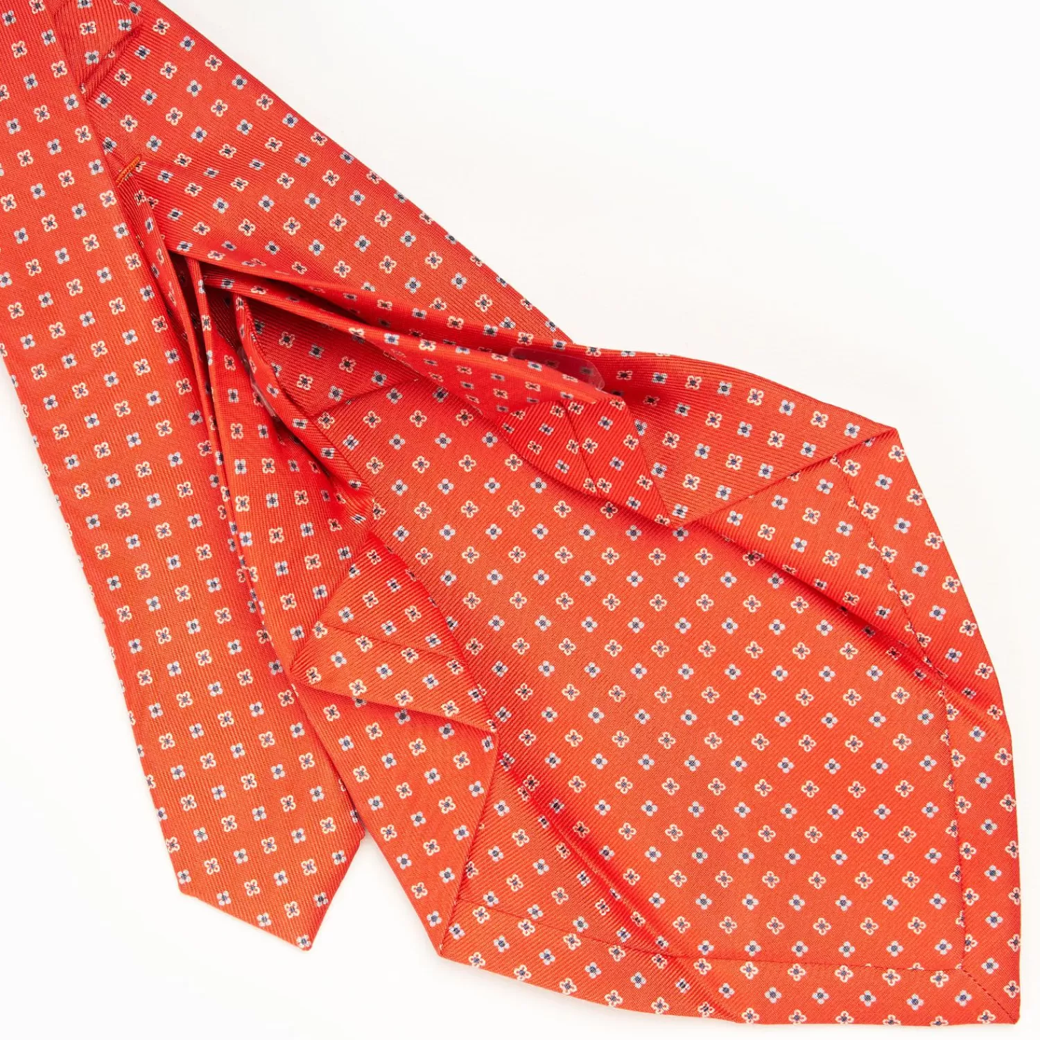 Orange 7 Fold Sartorial Silk Tie - Small Flower Pattern>E.Marinella Hot