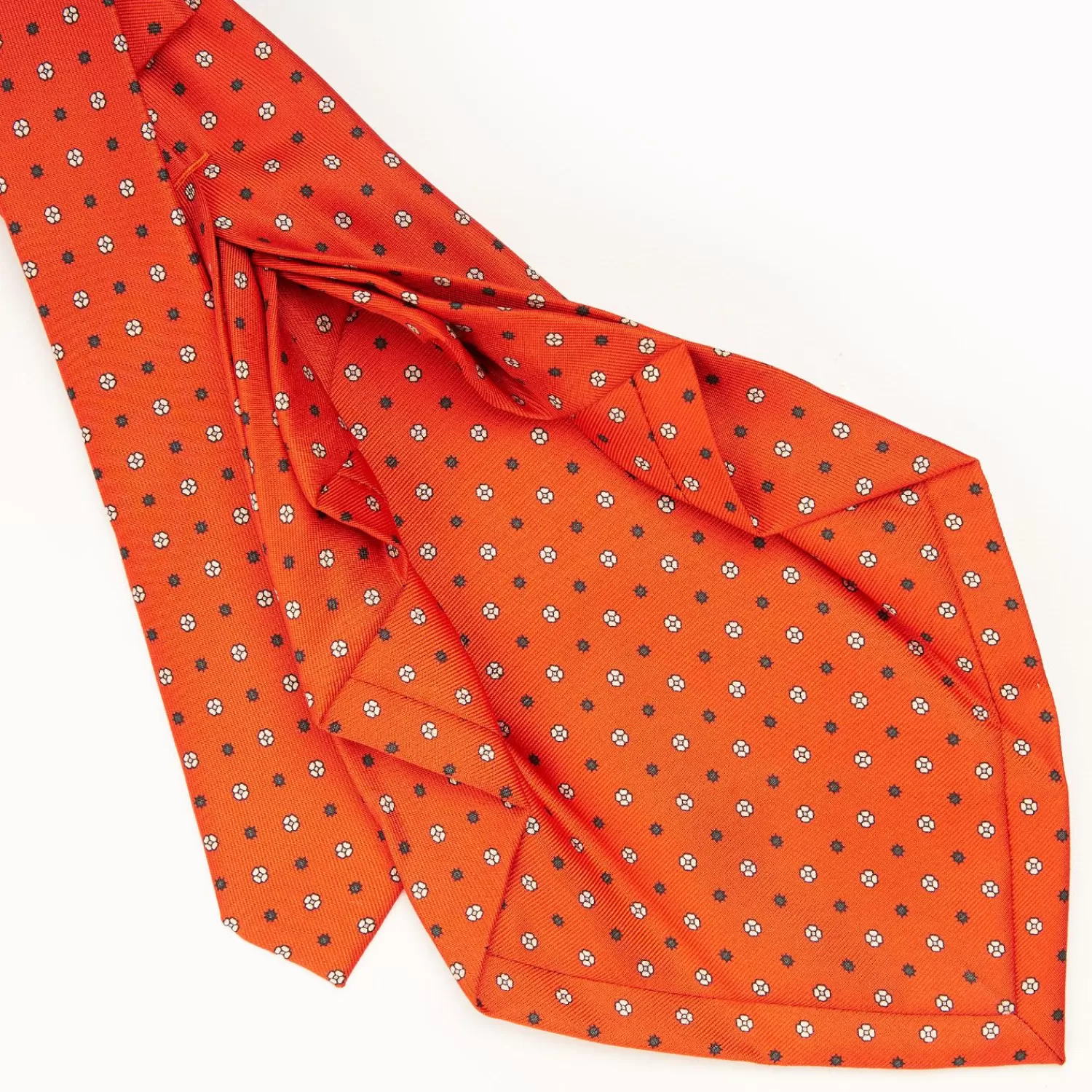 Orange 9 Fold Sartorial Silk Tie Small Flower Pattern>E.Marinella Hot