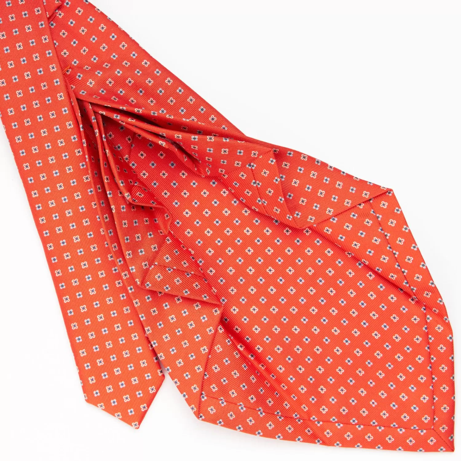 Orange 9 Fold Sartorial Silk Tie Small Flower Pattern>E.Marinella Clearance