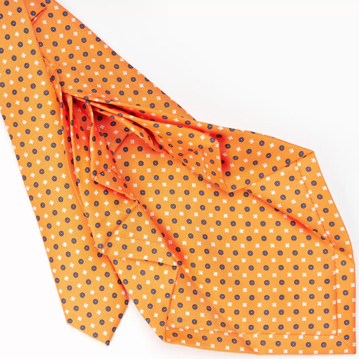 Orange 9 Fold Sartorial Silk Tie Small Flower Pattern>E.Marinella Fashion