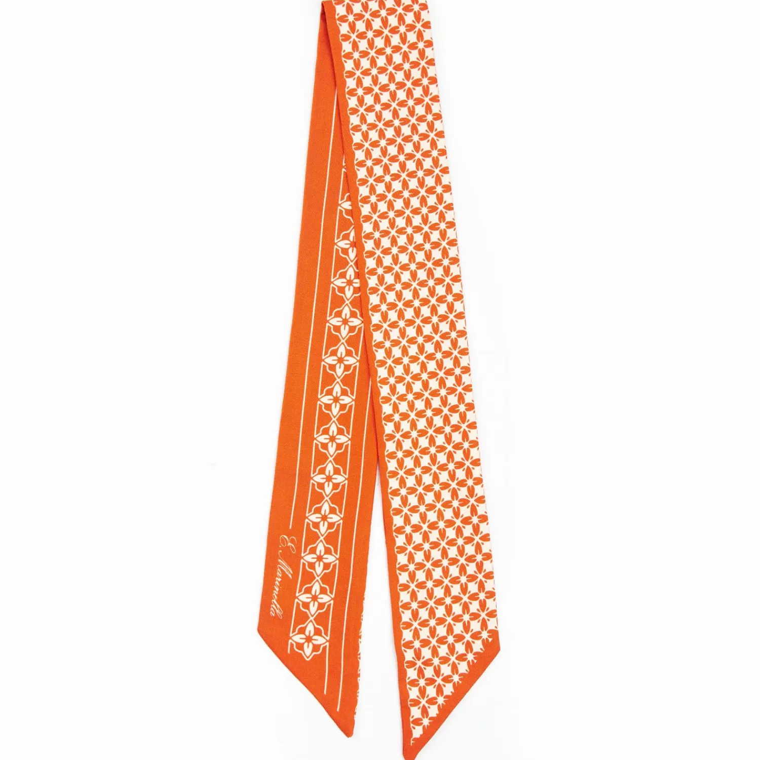Orange And Beige Silk Twilly>E.Marinella Sale