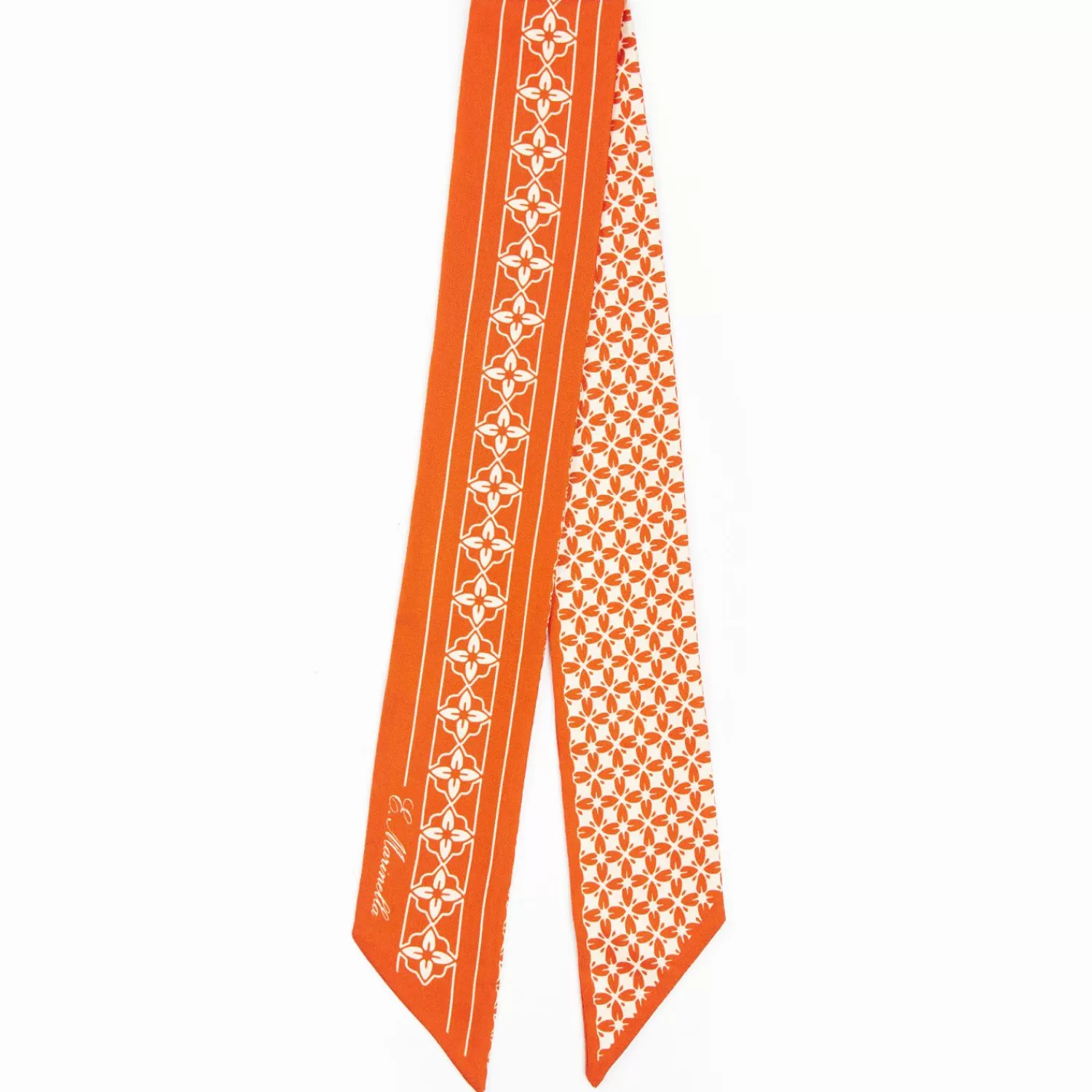 Orange And Beige Silk Twilly>E.Marinella Sale