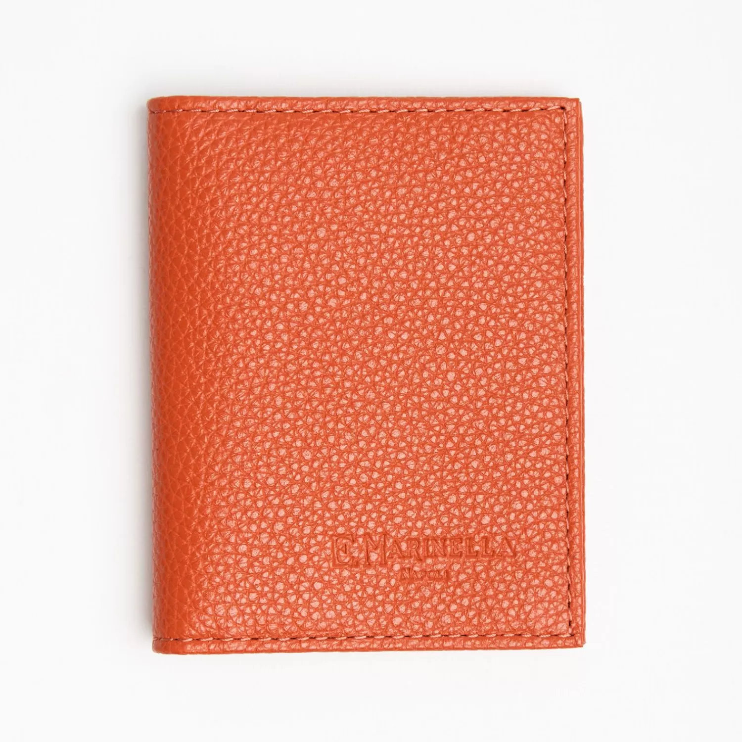 Orange Hammered Leather Folding Card Holder - 10 Compartments>E.Marinella Best